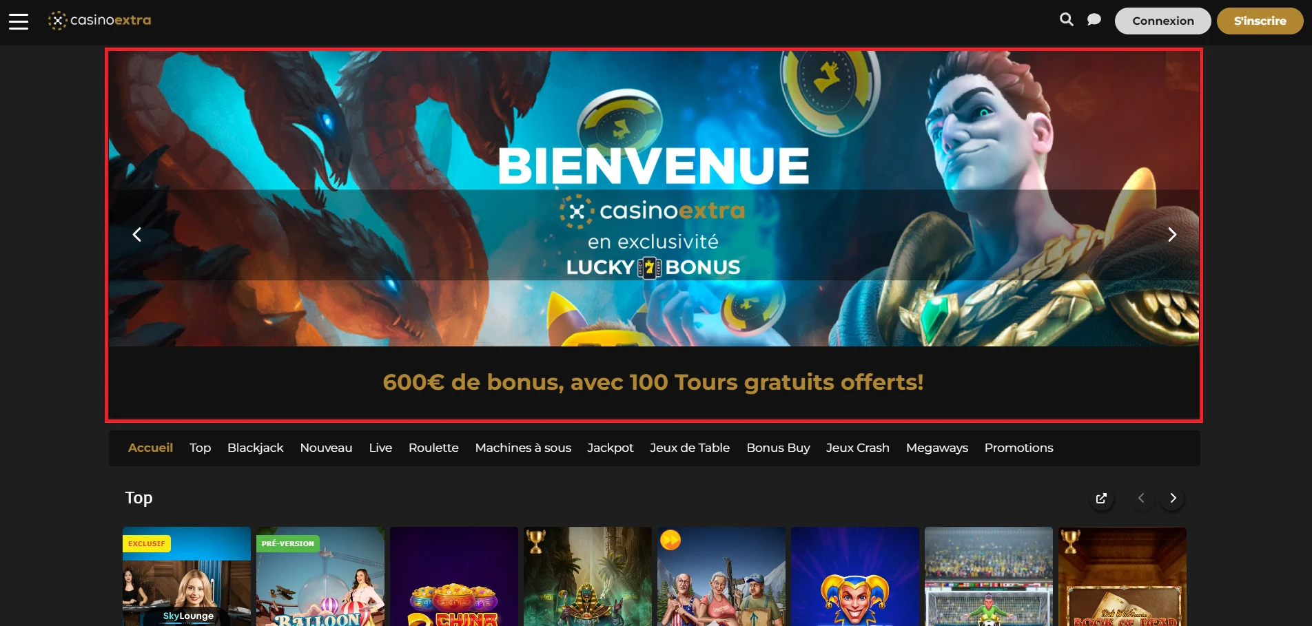bonus de bienvenue sur casino extra