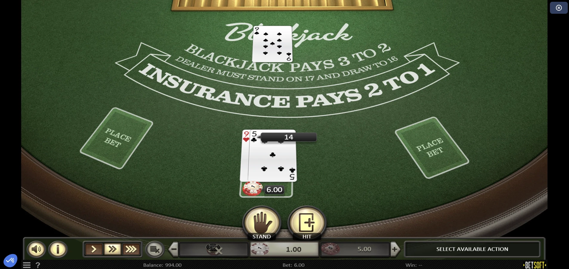 Betsoft Gaming European Blackjack