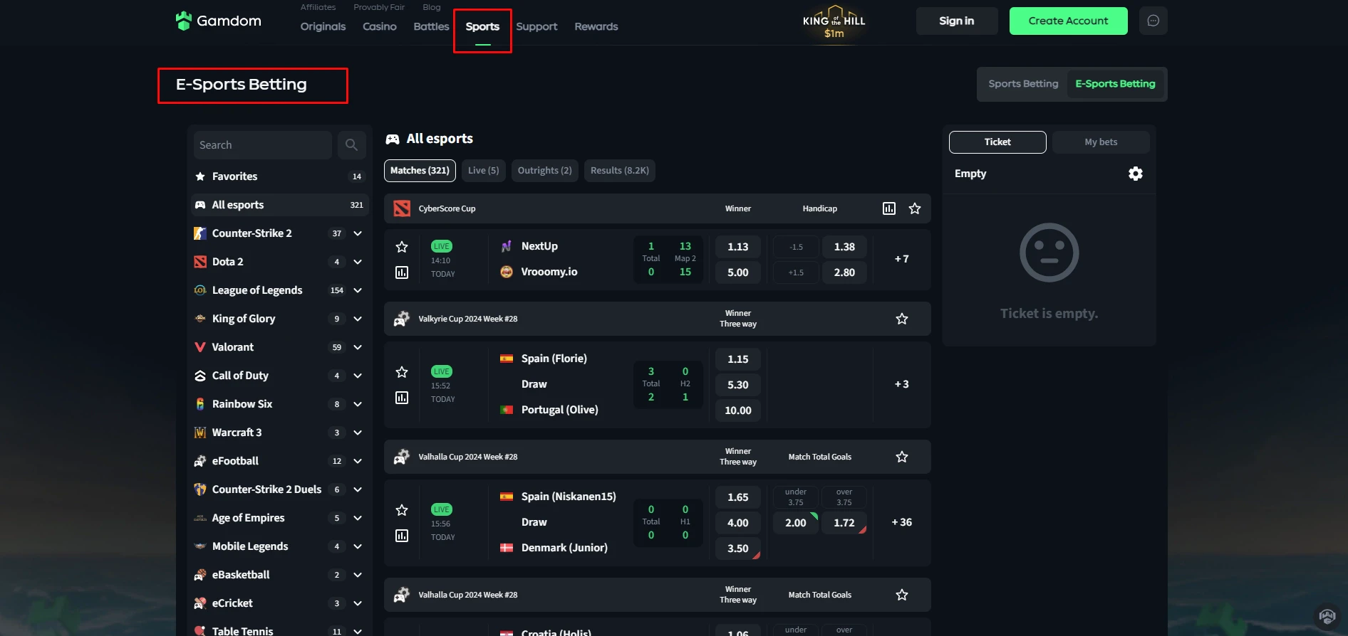 Gamdom Sports Betting