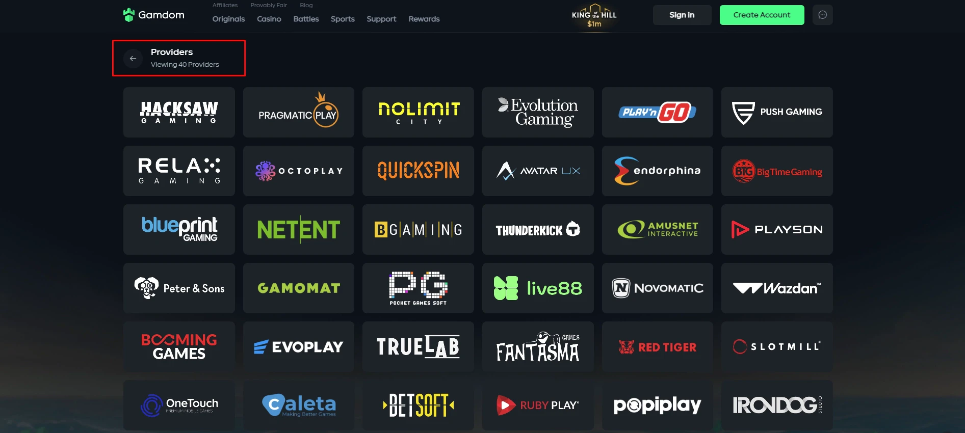 Gamdom Software Providers