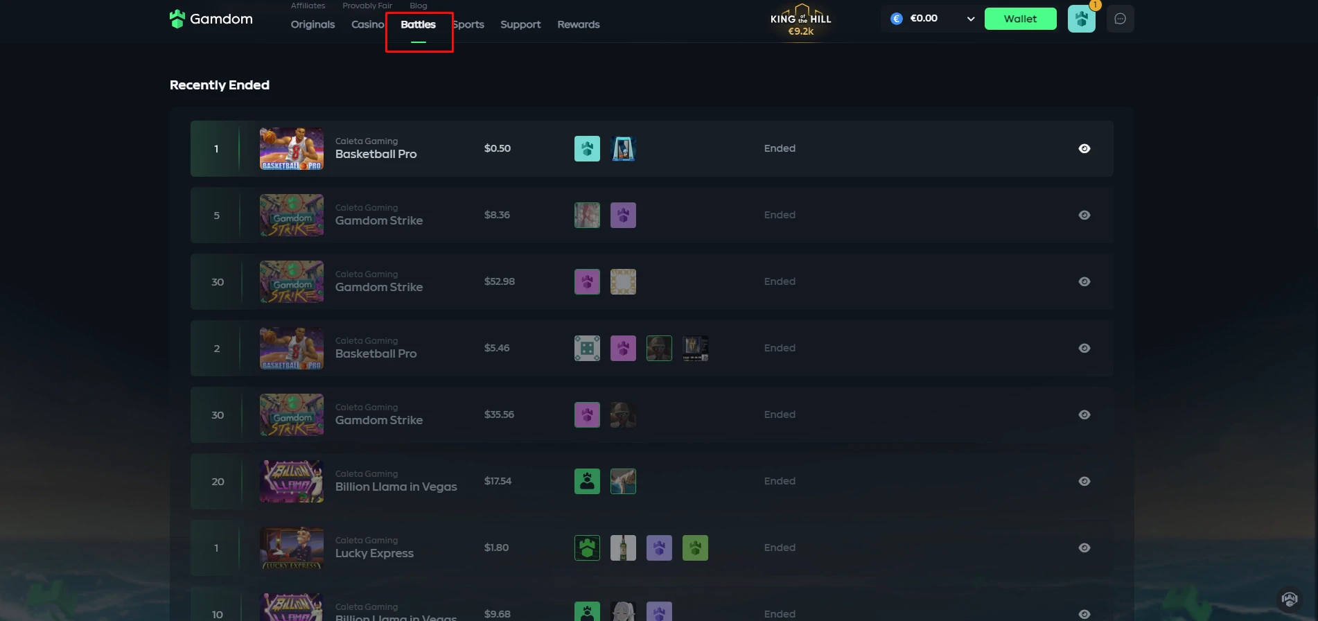 Gamdom Slot Battles