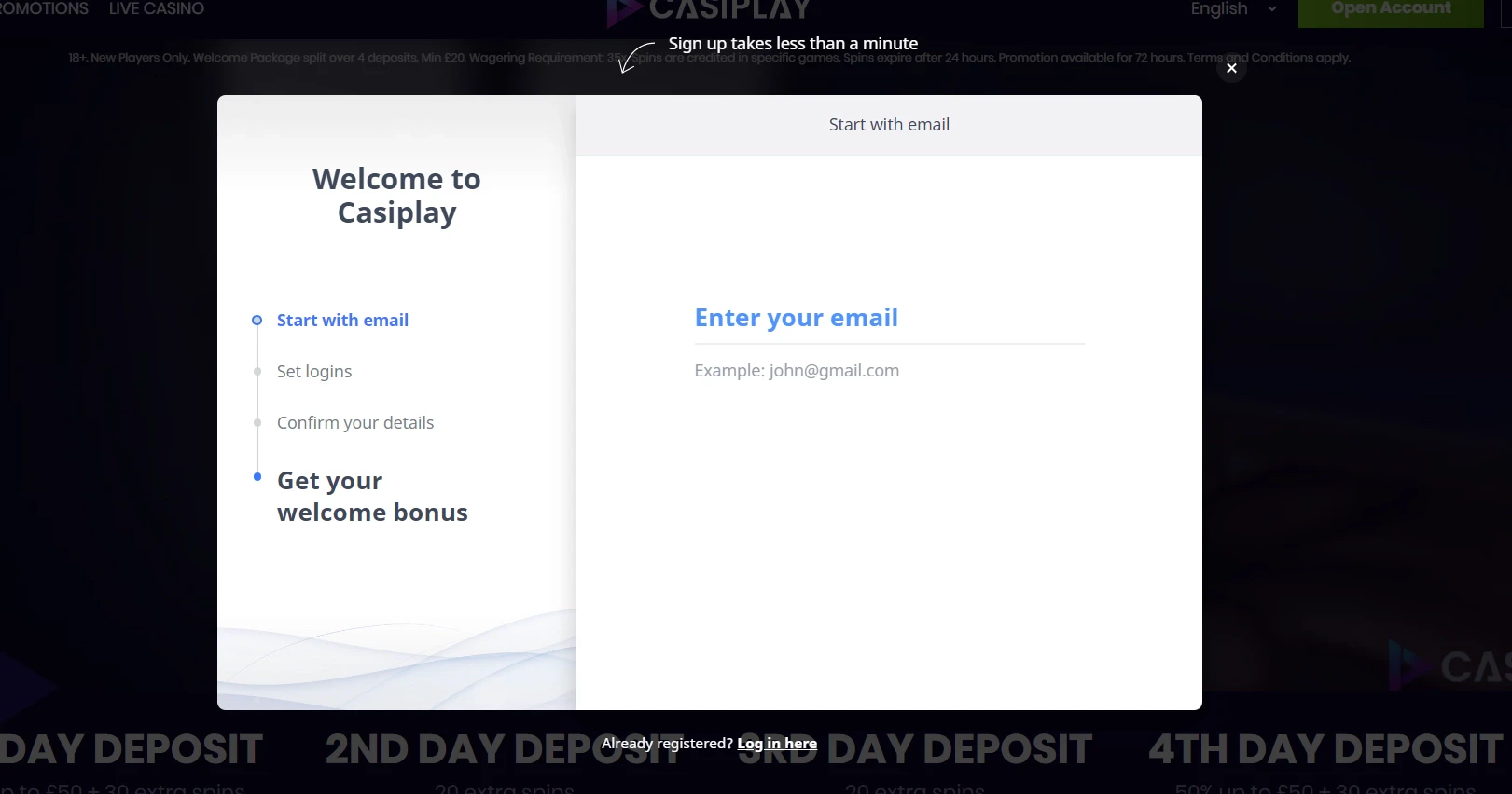 Casiplay Create Account
