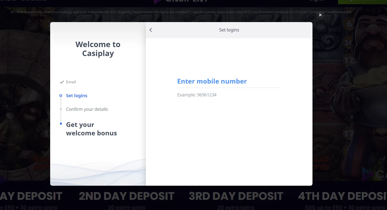 Casiplay Create Account