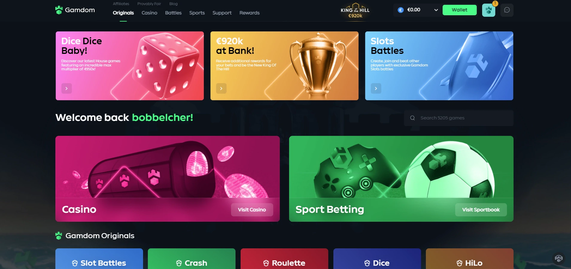 Gamdom Home Page