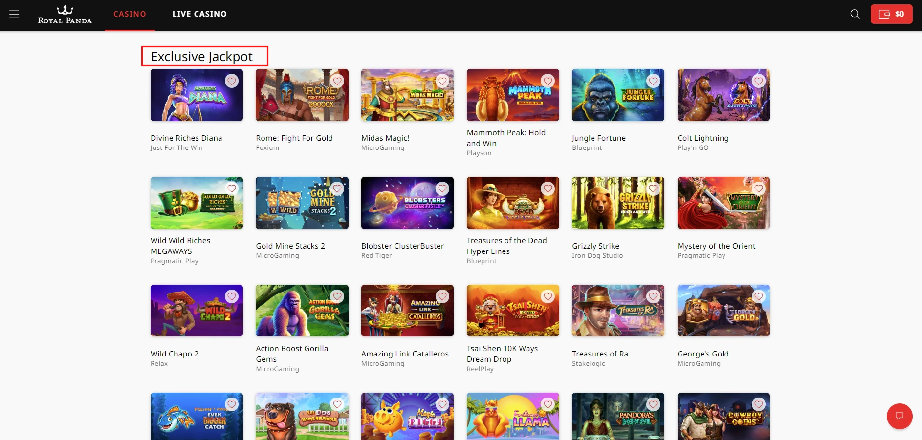 Royal Panda Jackpot Games