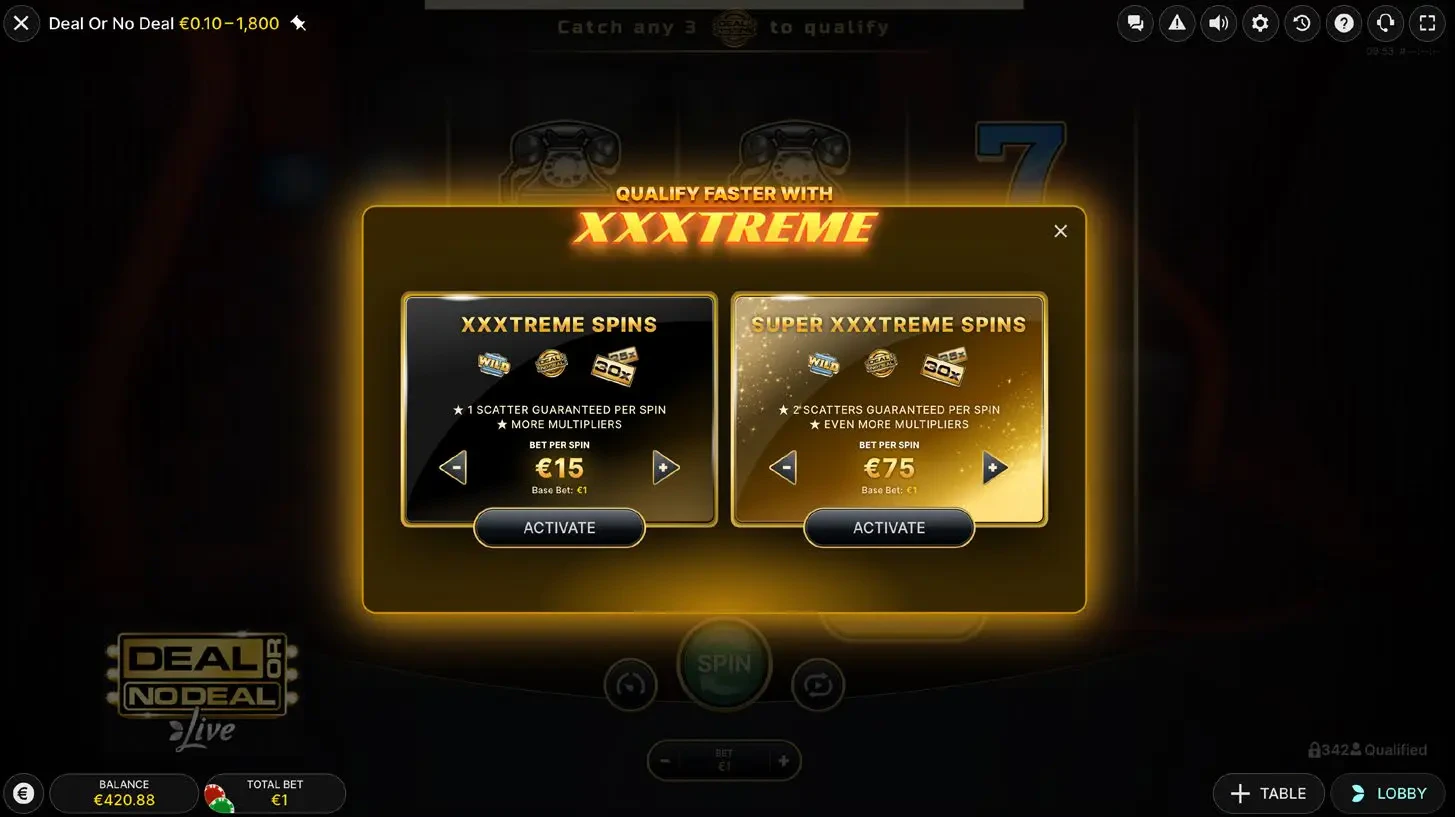 Deal or no Deal Live XXXtreme Spins