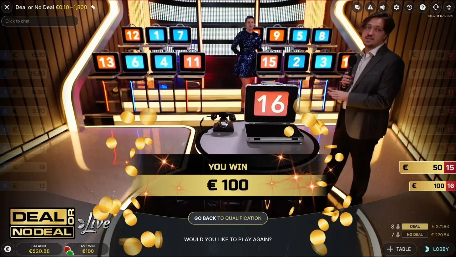 Deal or no Deal Live win