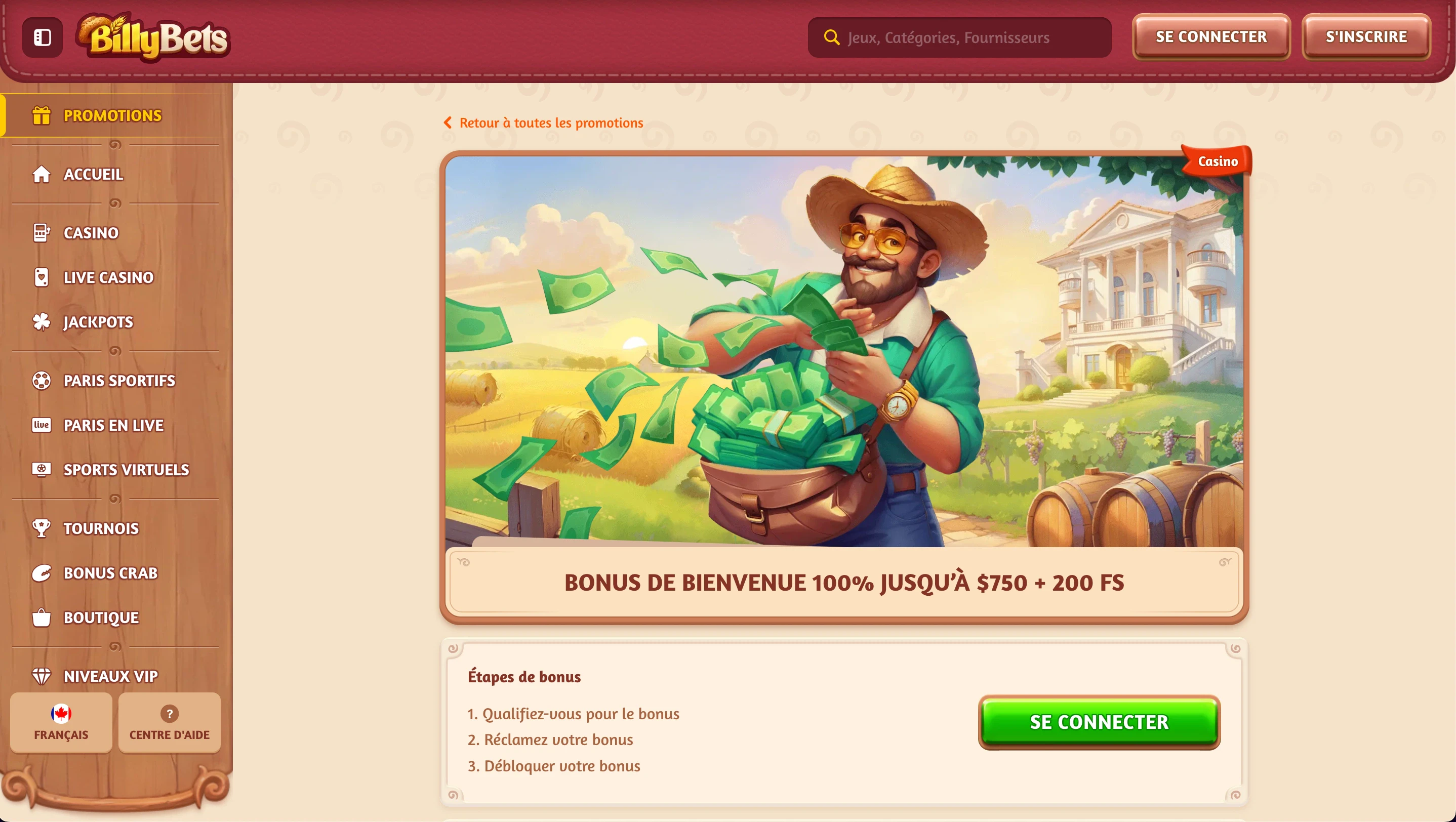bonus casino billy bets