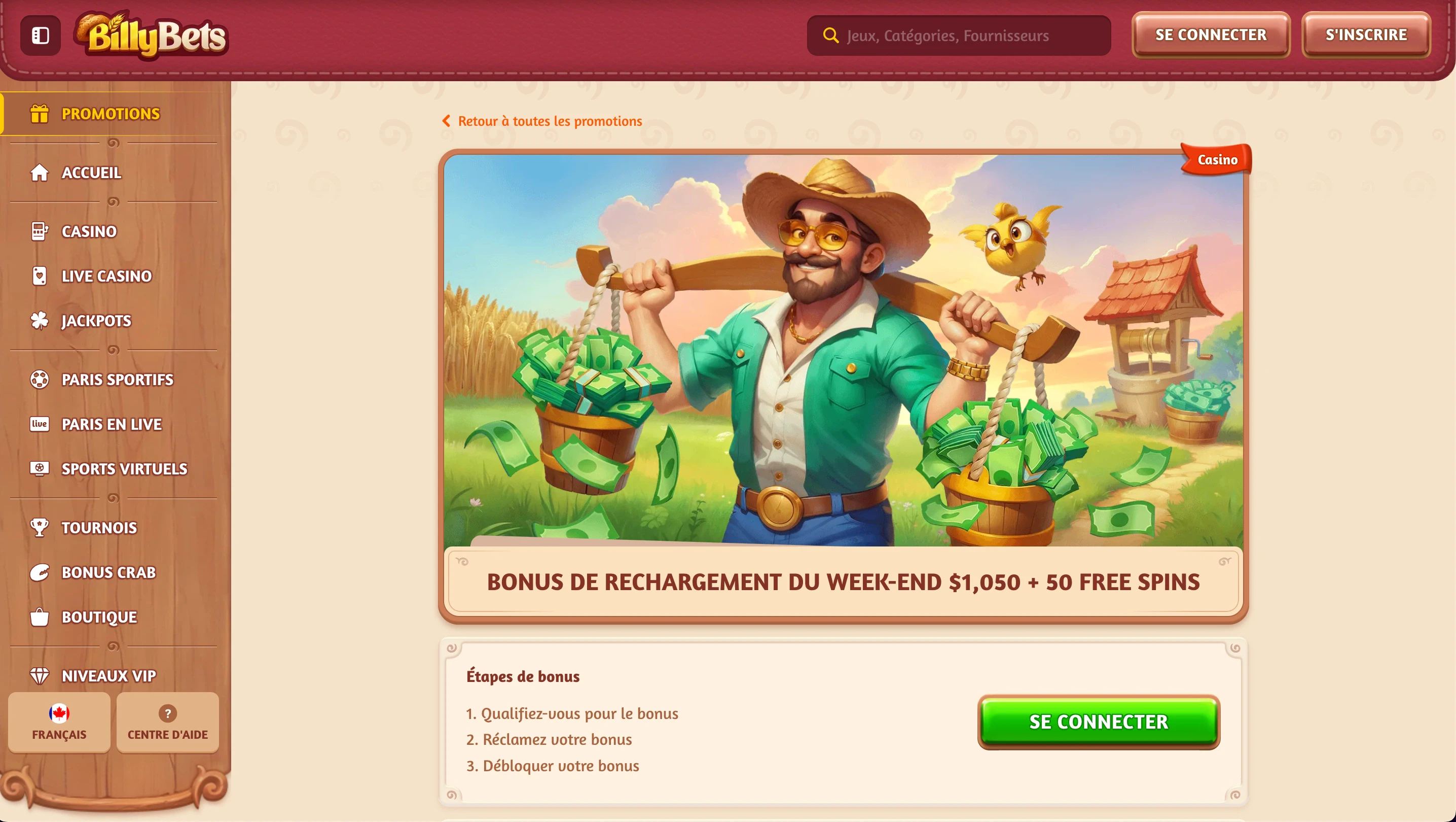 bonus week-end casino billy bets