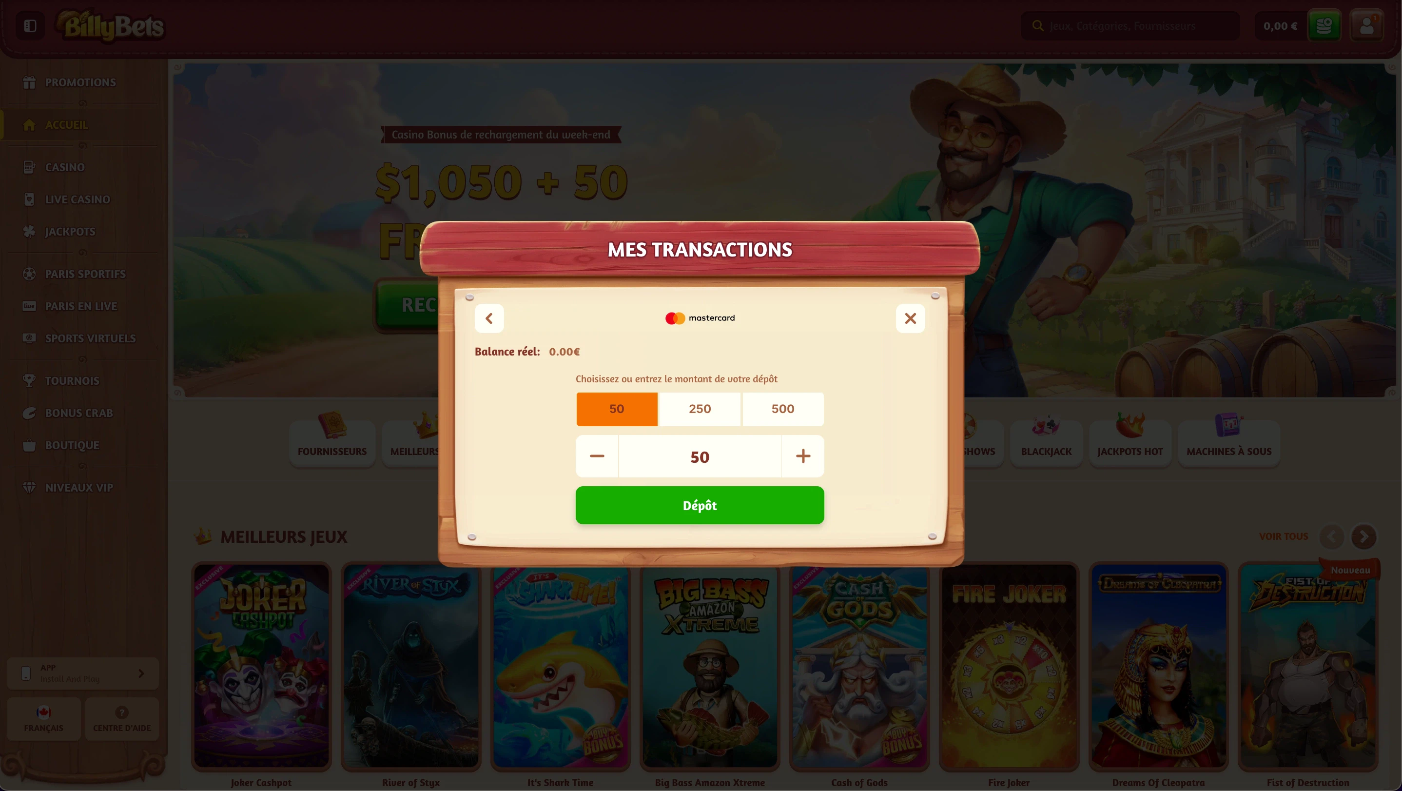 dépôt billy bets