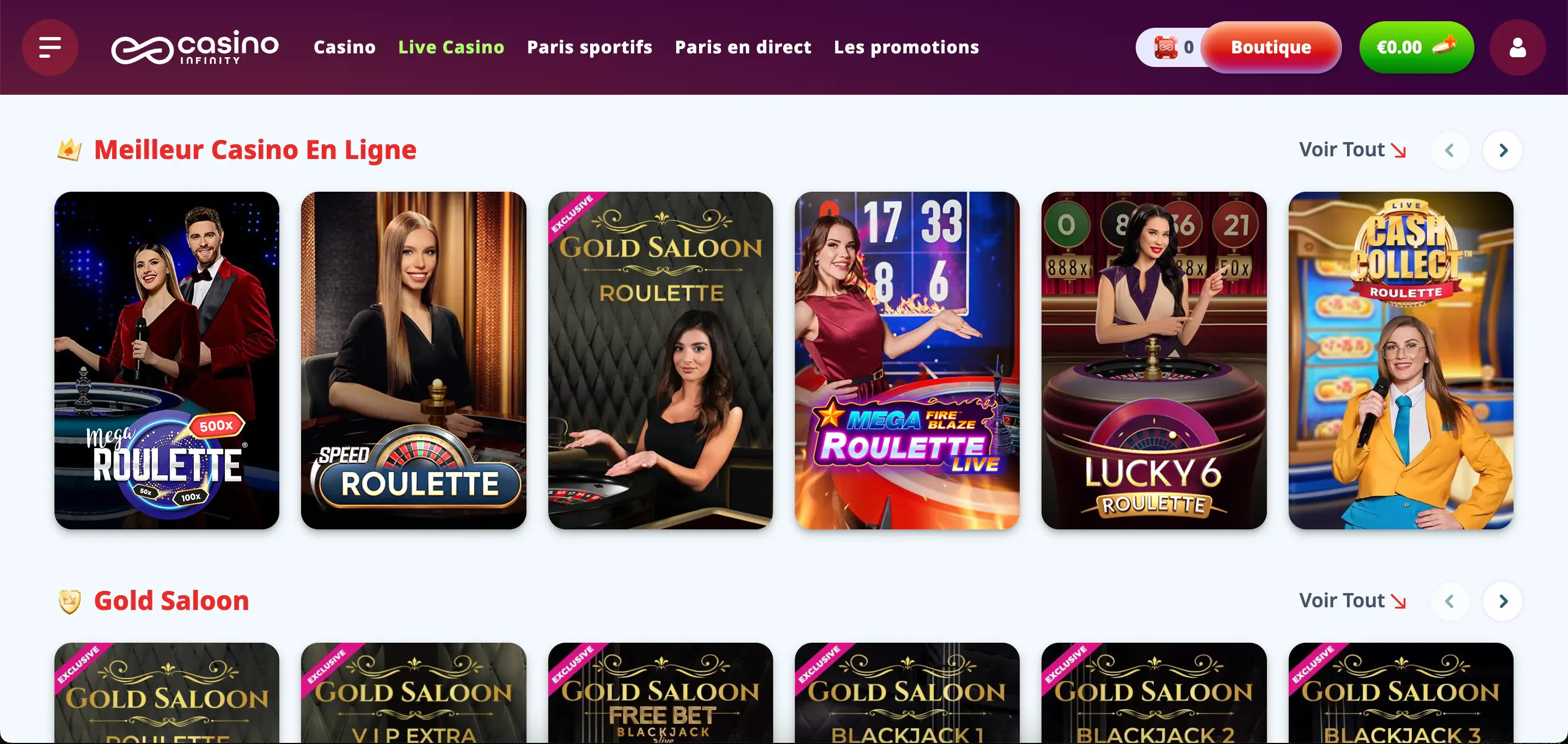 live casino casinoinfinity
