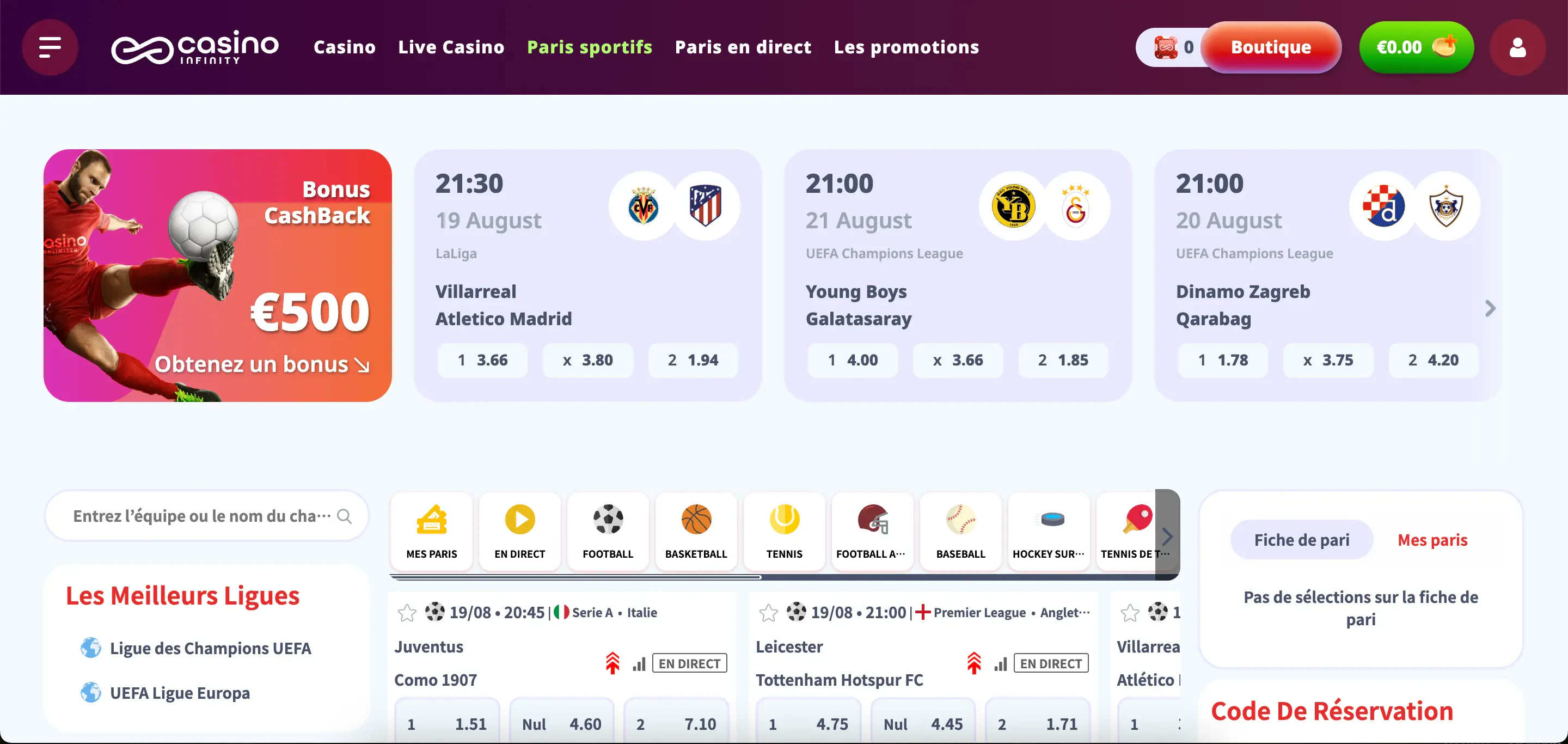 paris sportifs casinoinfinity