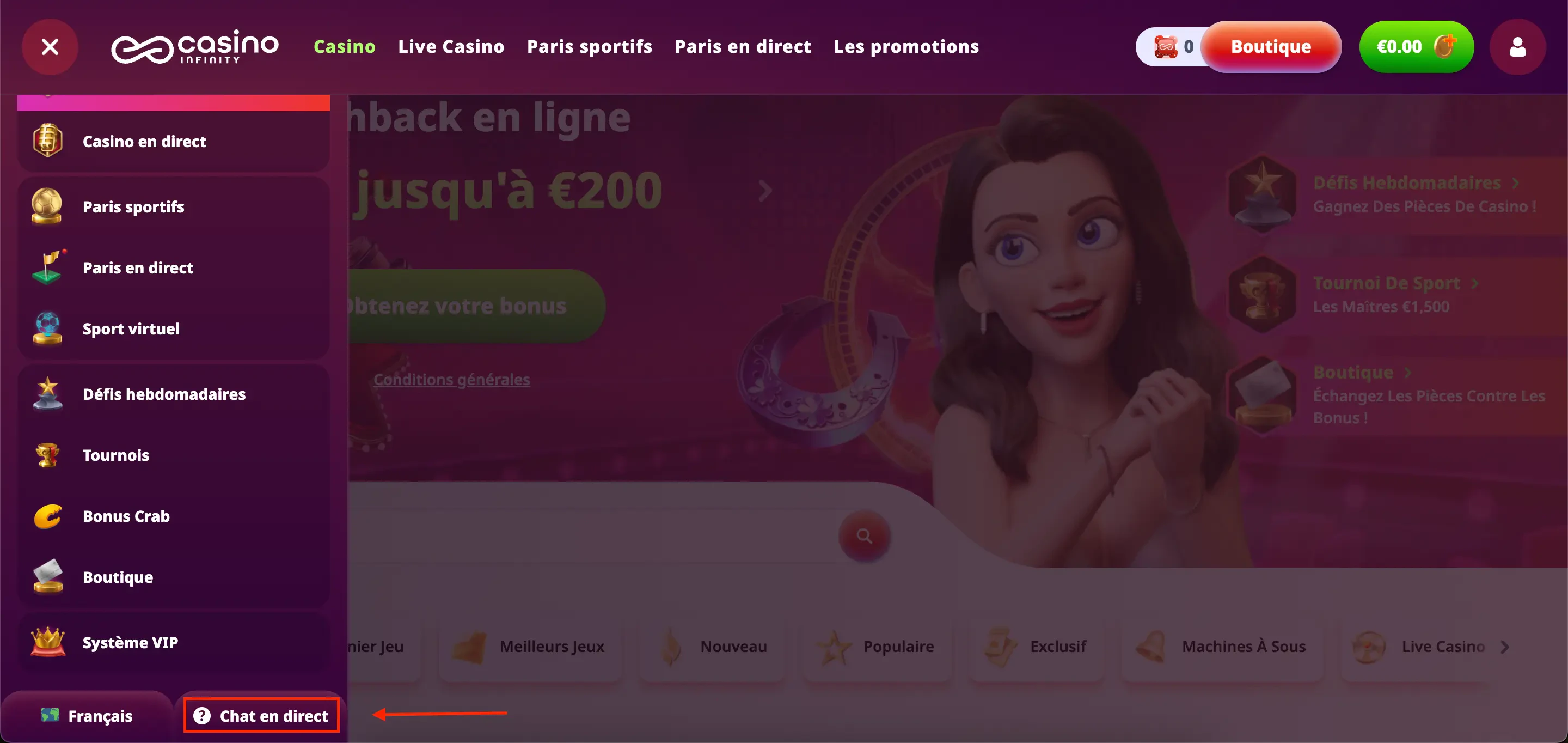 chat live casinoinfinity
