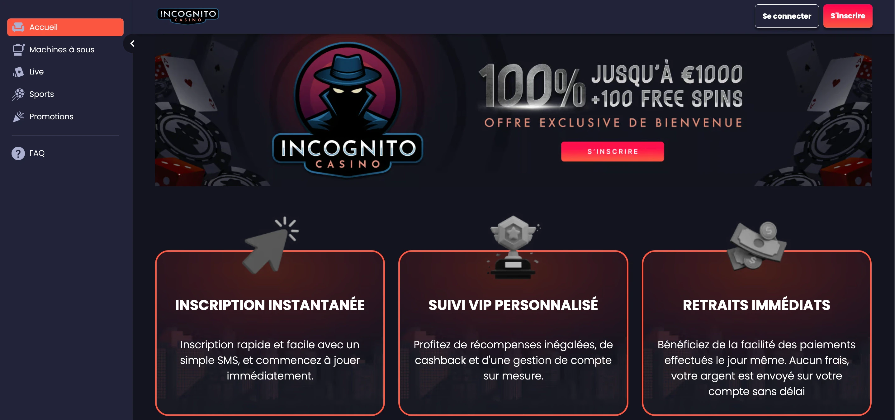 vip incognito casino