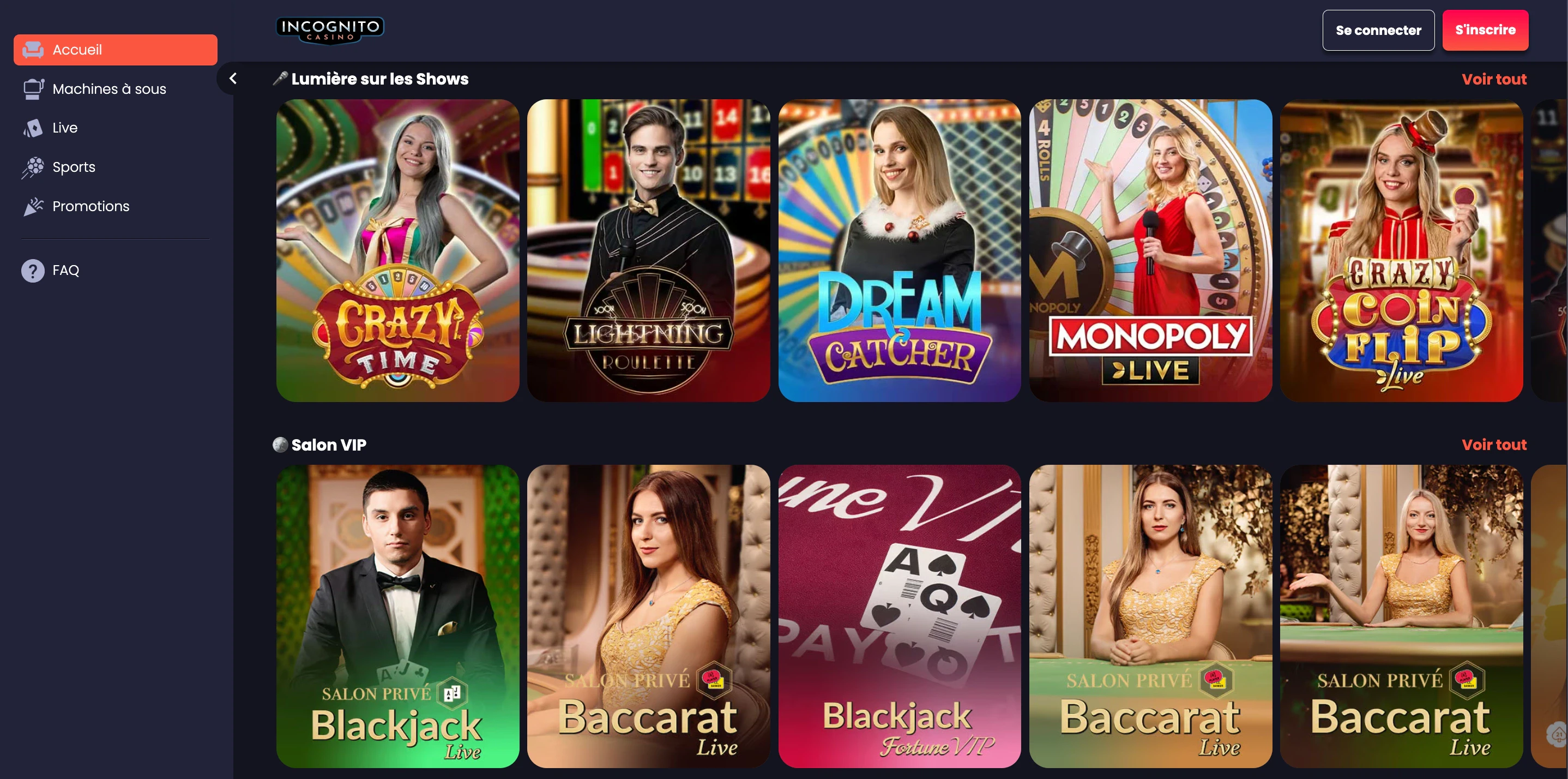 live casino incognito casino