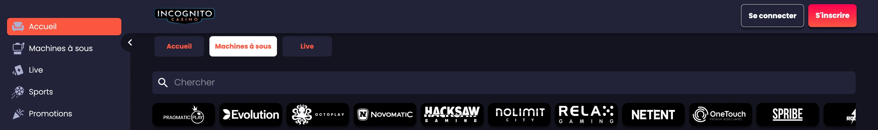 providers incognito casino