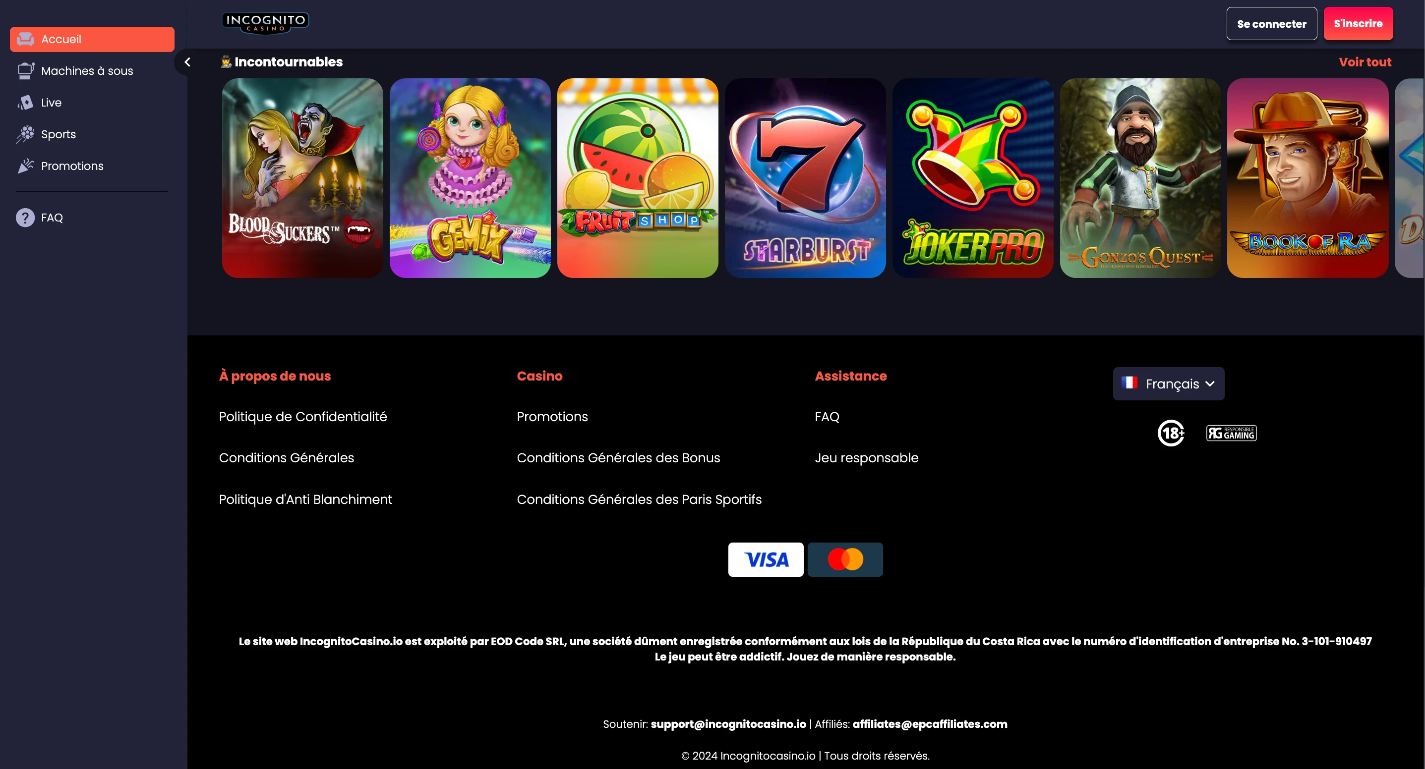licence incognito casino