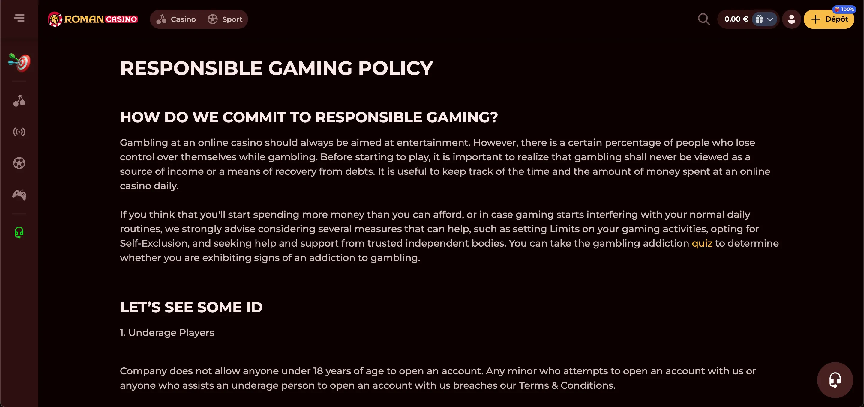 roman casino jeu responsable