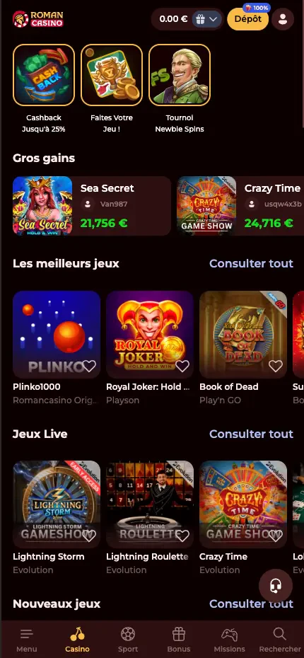 roman casino mobile