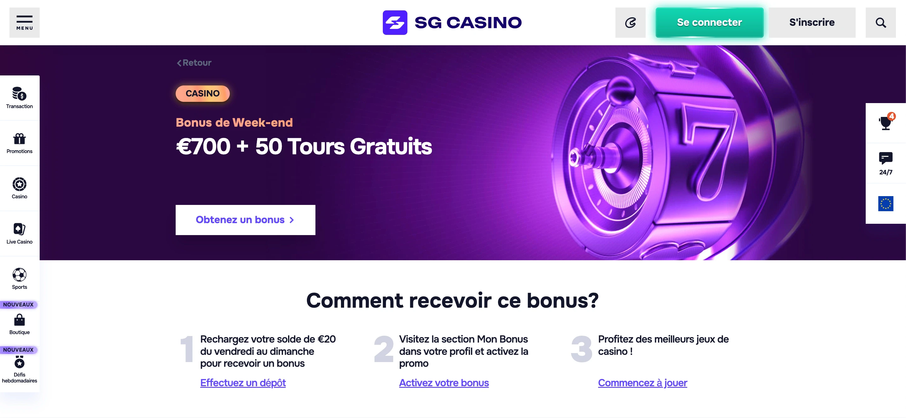 bonus week-end sg casino