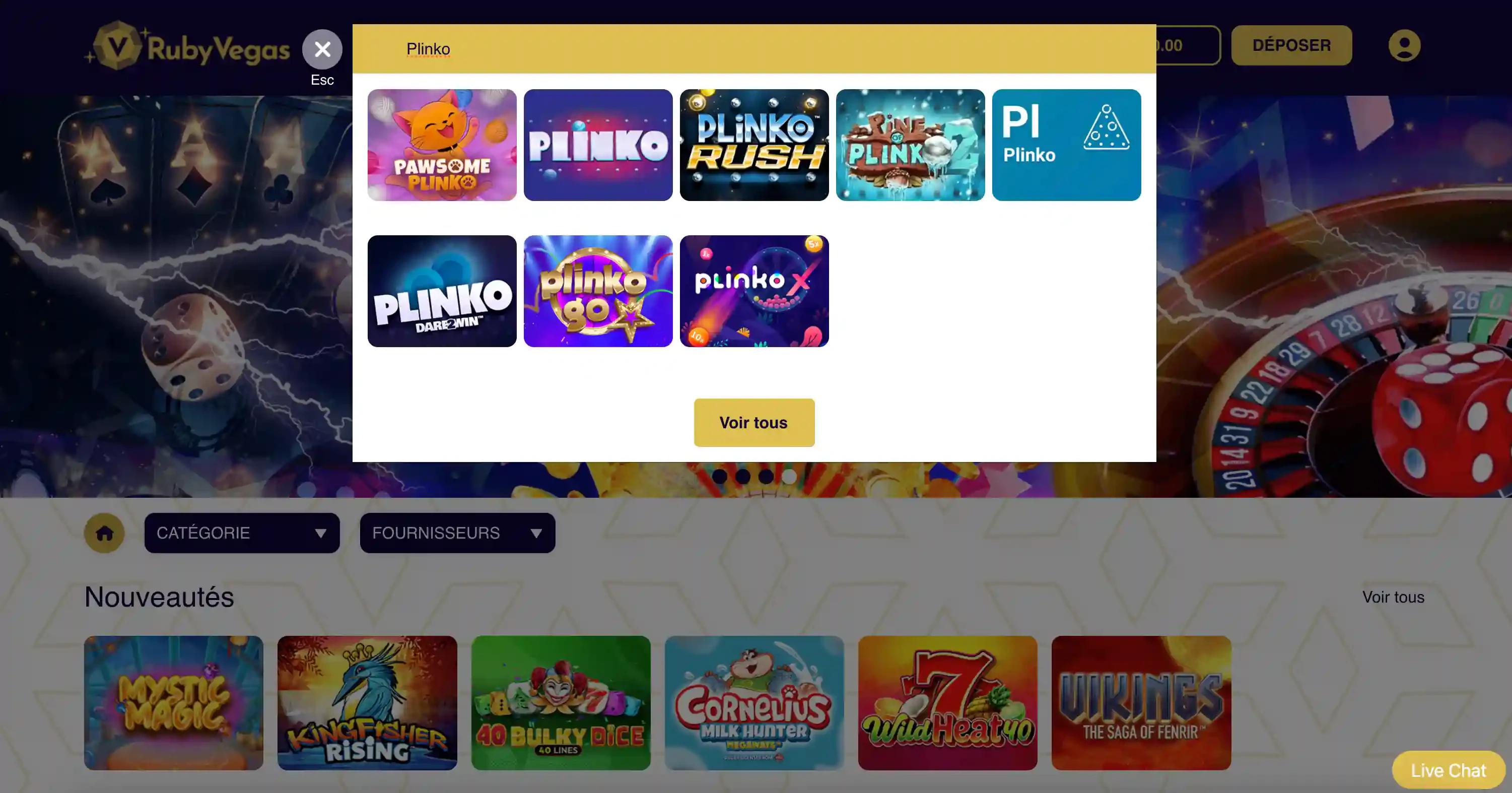 Plinko sur Ruby Vegas