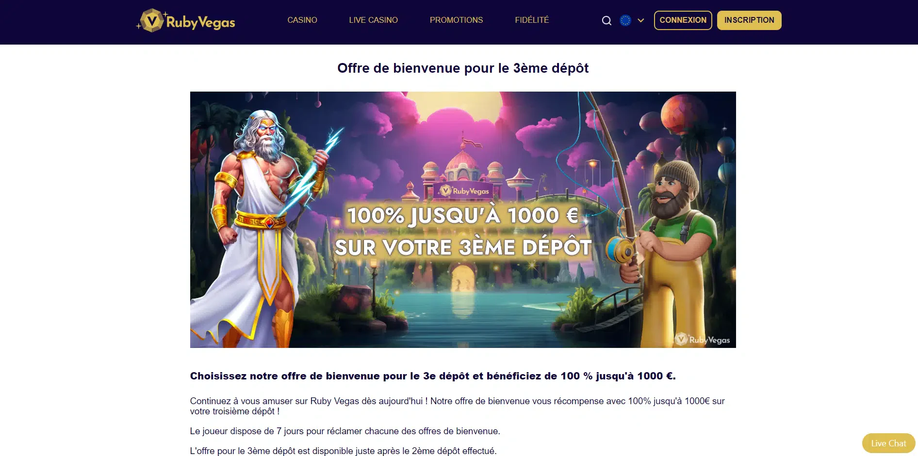 offre de bienvenue ruby vegas