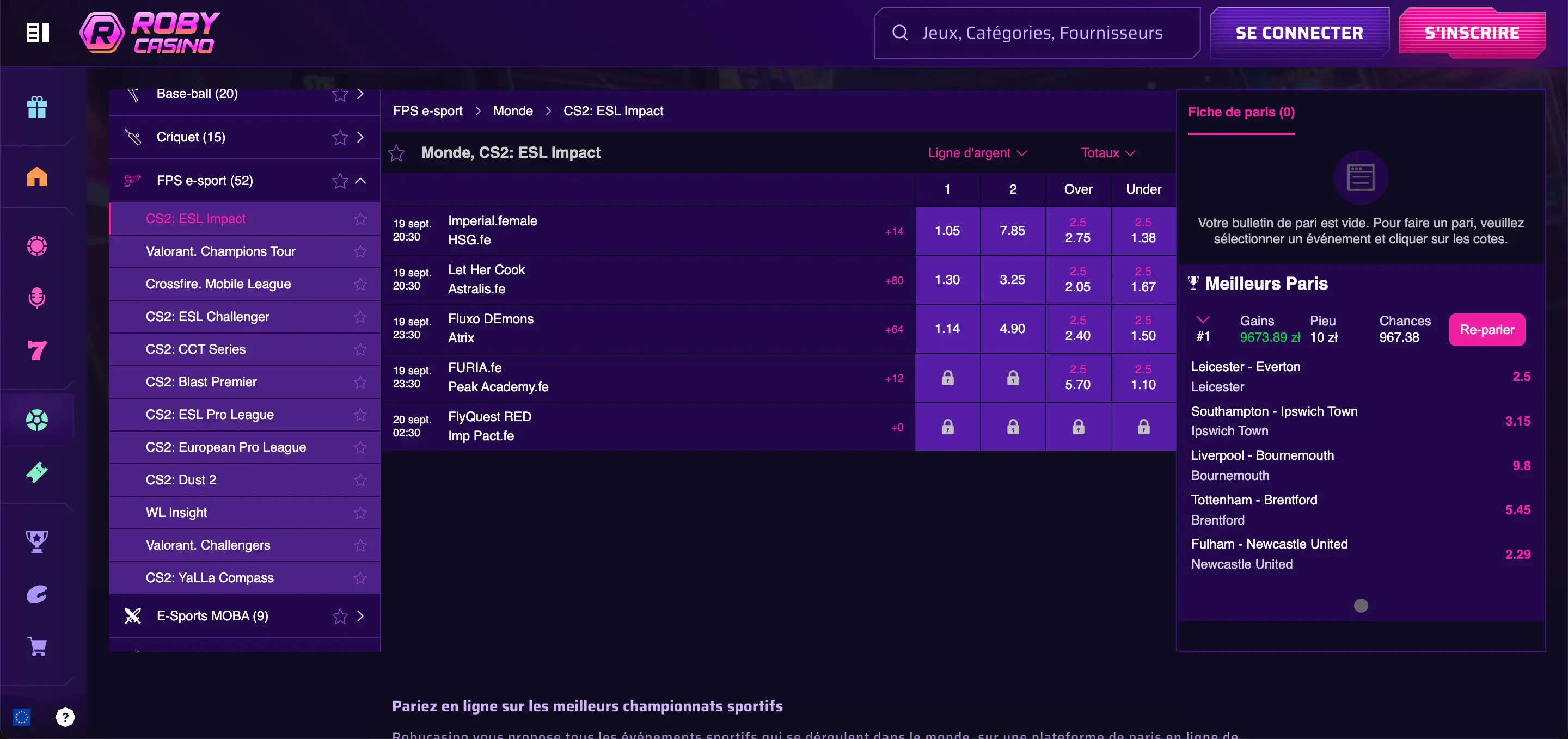 robycasino paris esport