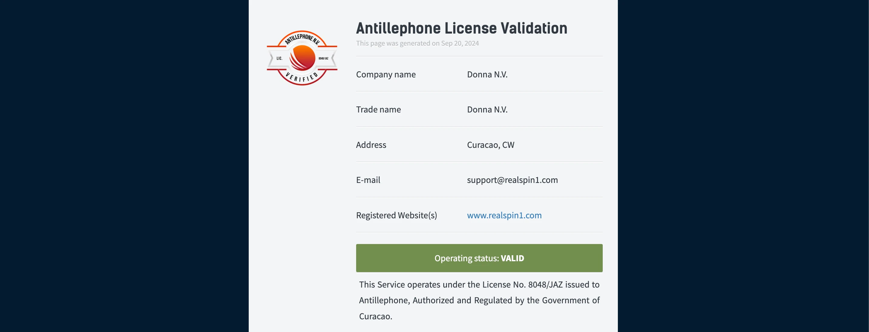 licence real spin