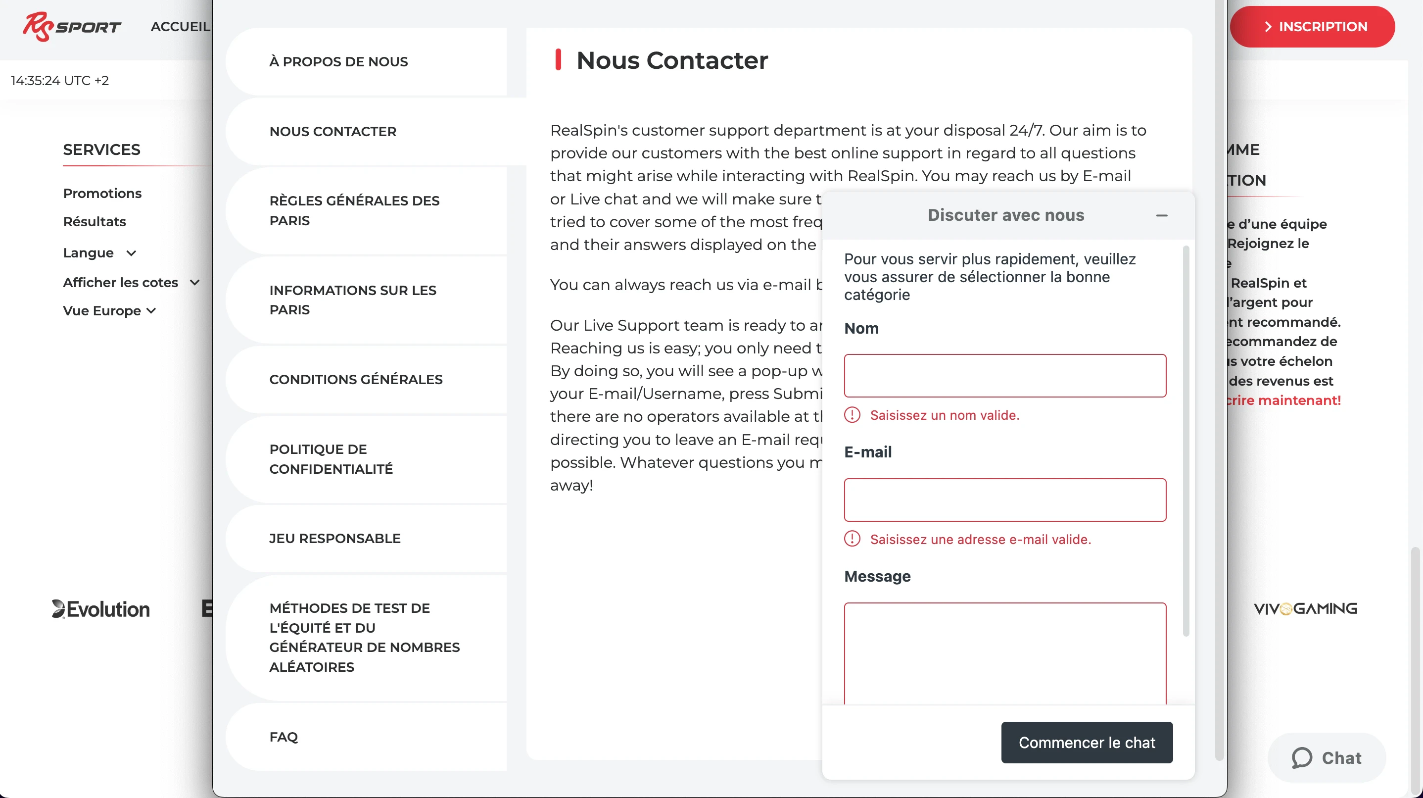 service client real spin