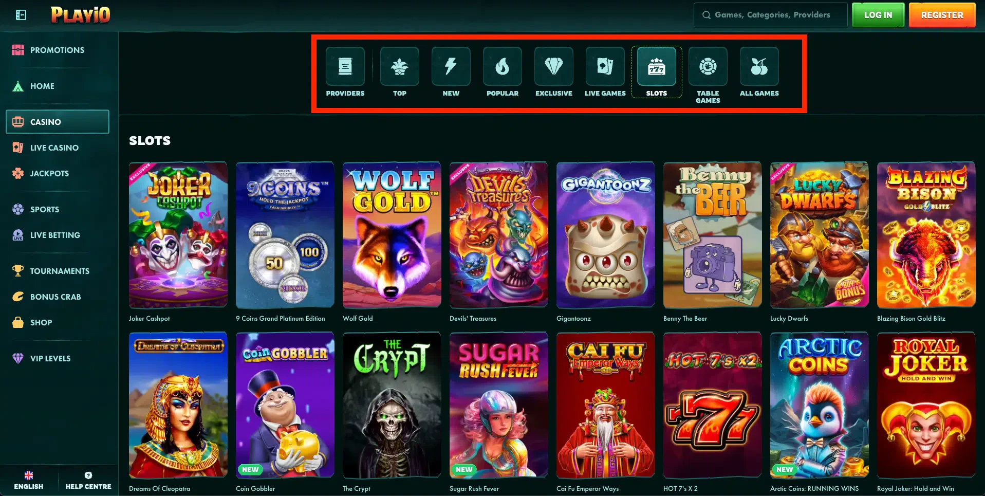 Jeux disponibles sur Playio