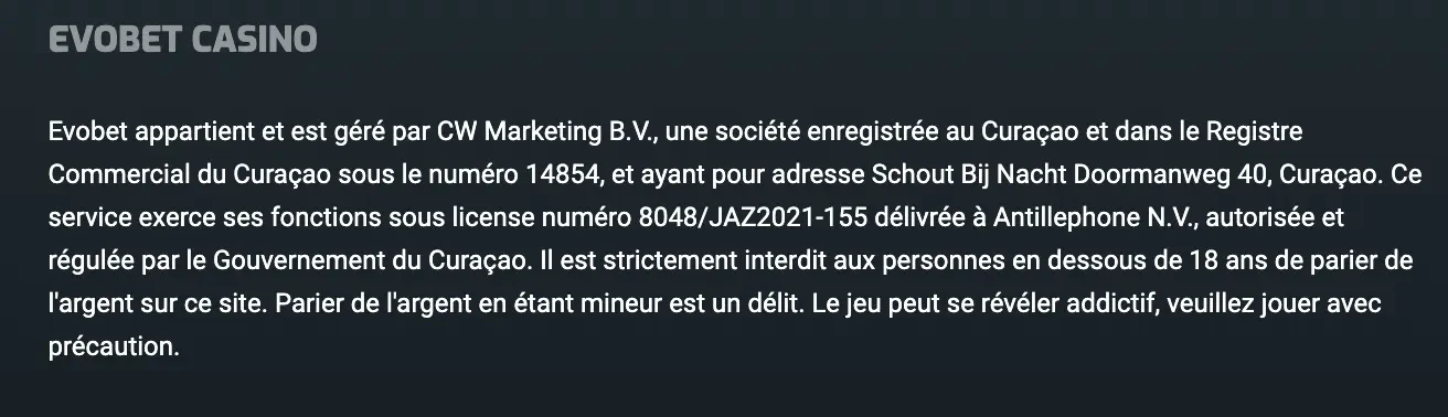 evobet licence