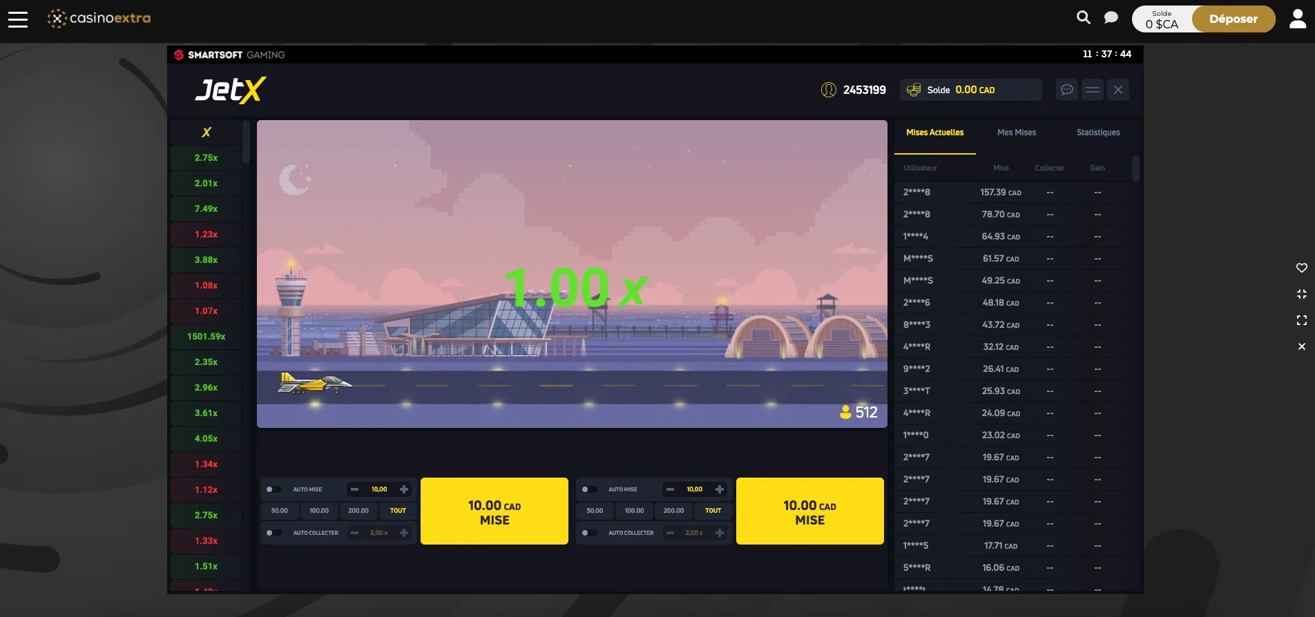 minimum x 1 sur JetX