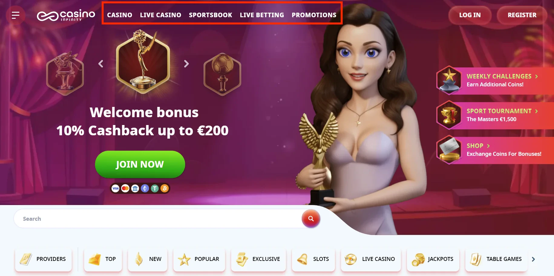 Catégorisation Casino Infinity