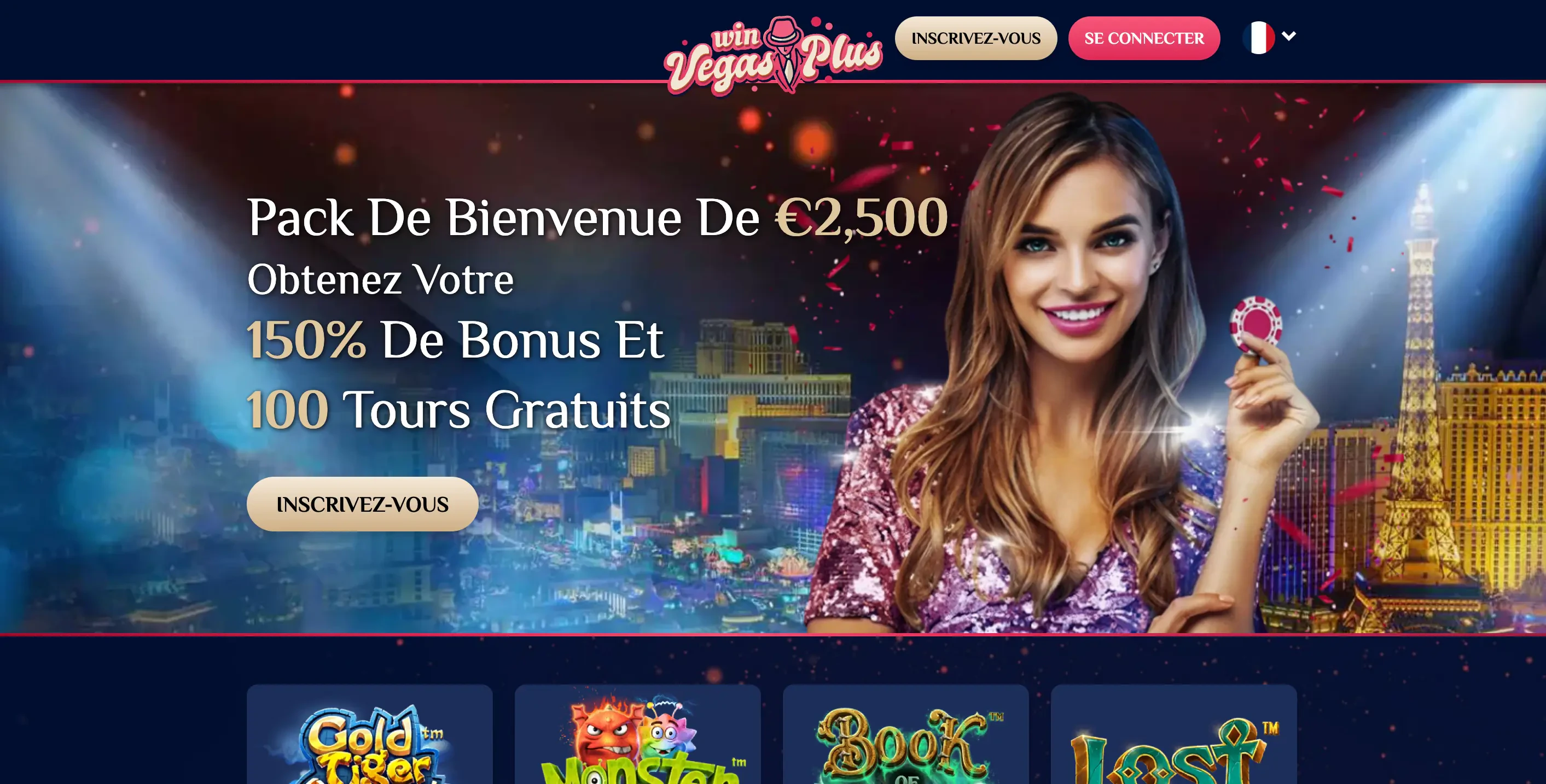 Page d'accueil de Vegas Plus
