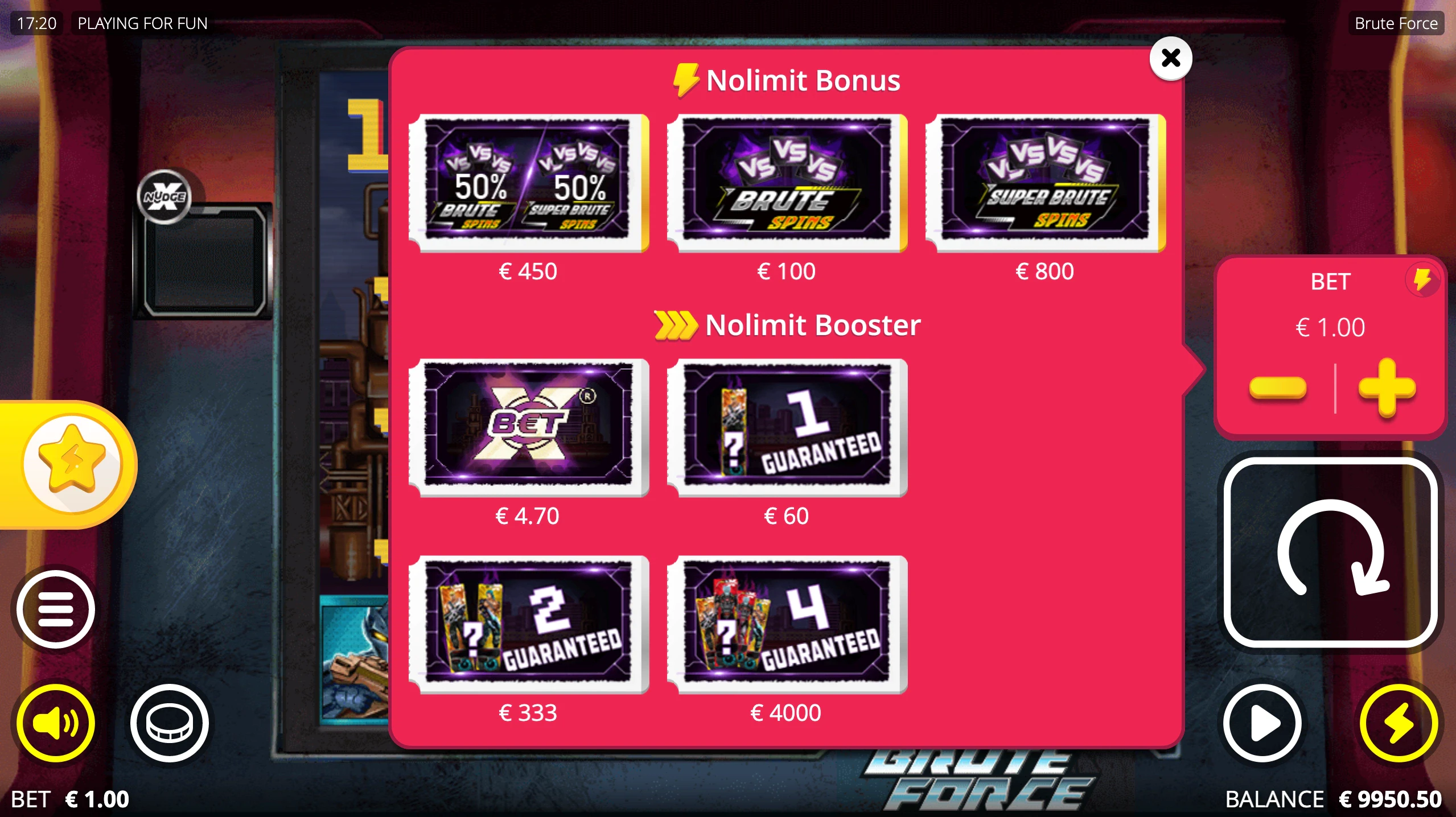achat de bonus brute force