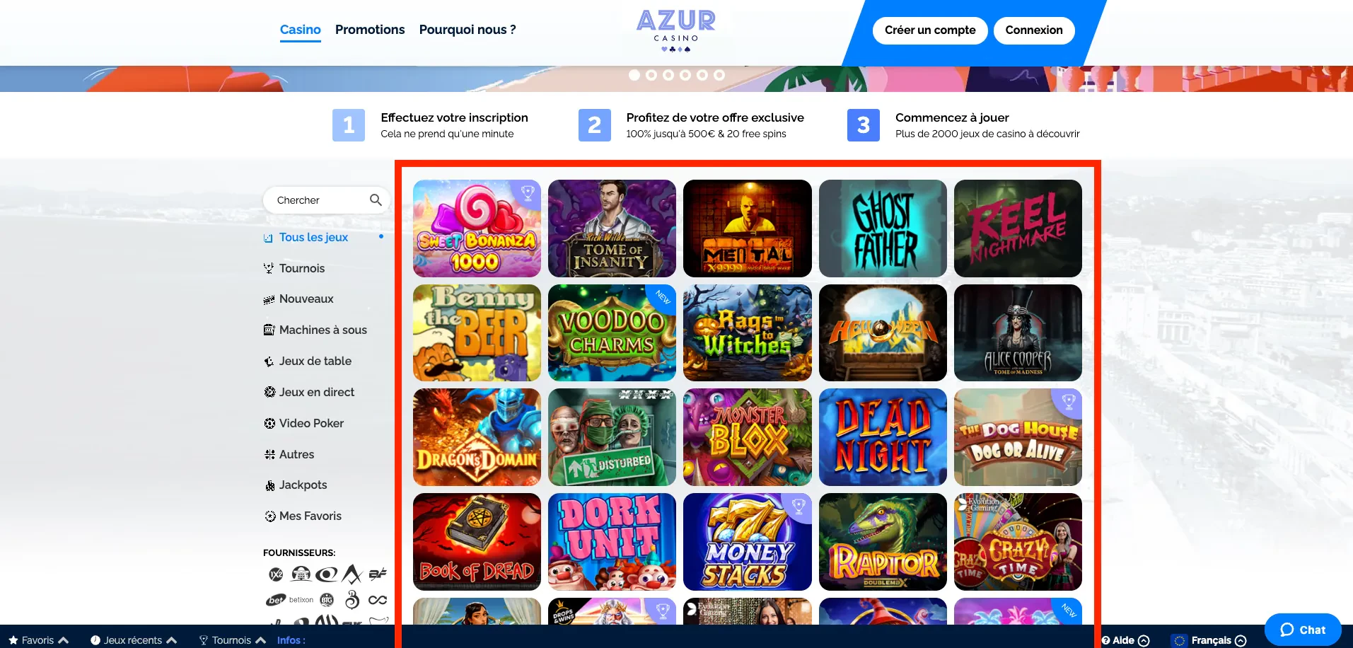 azur casino machines à sous