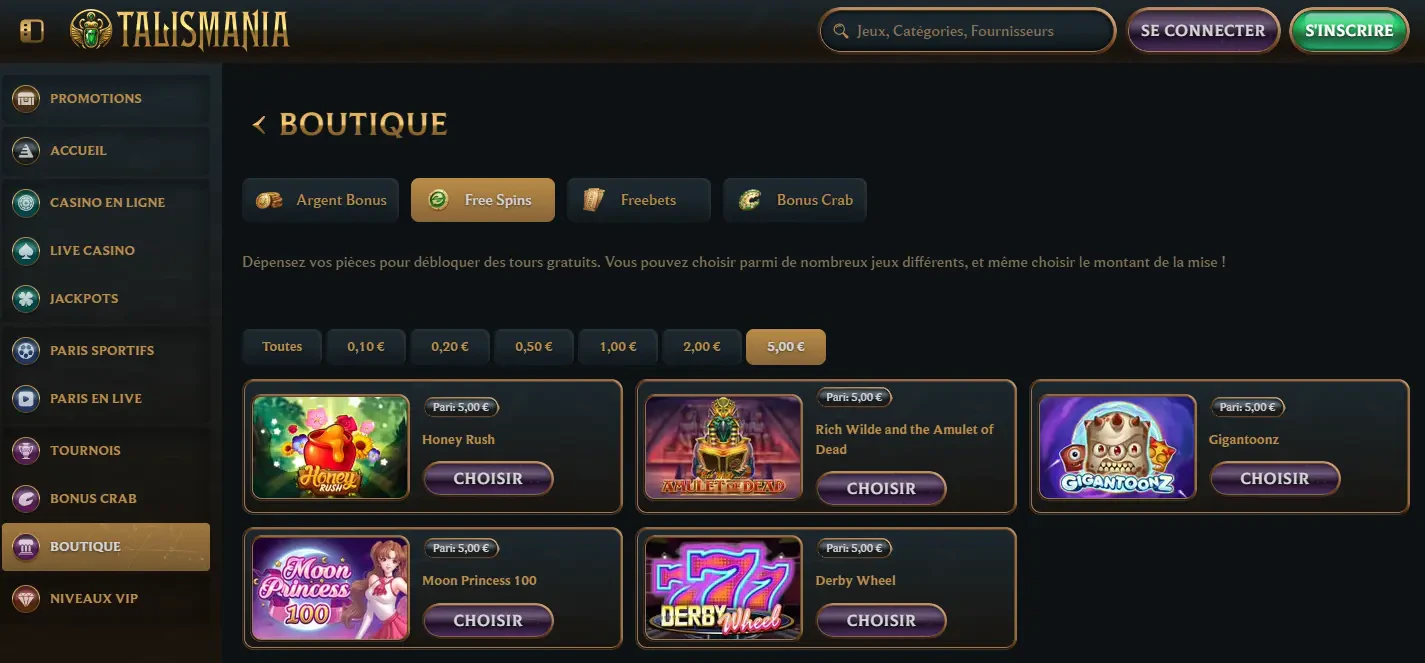 Talismania tours gratuits 5€