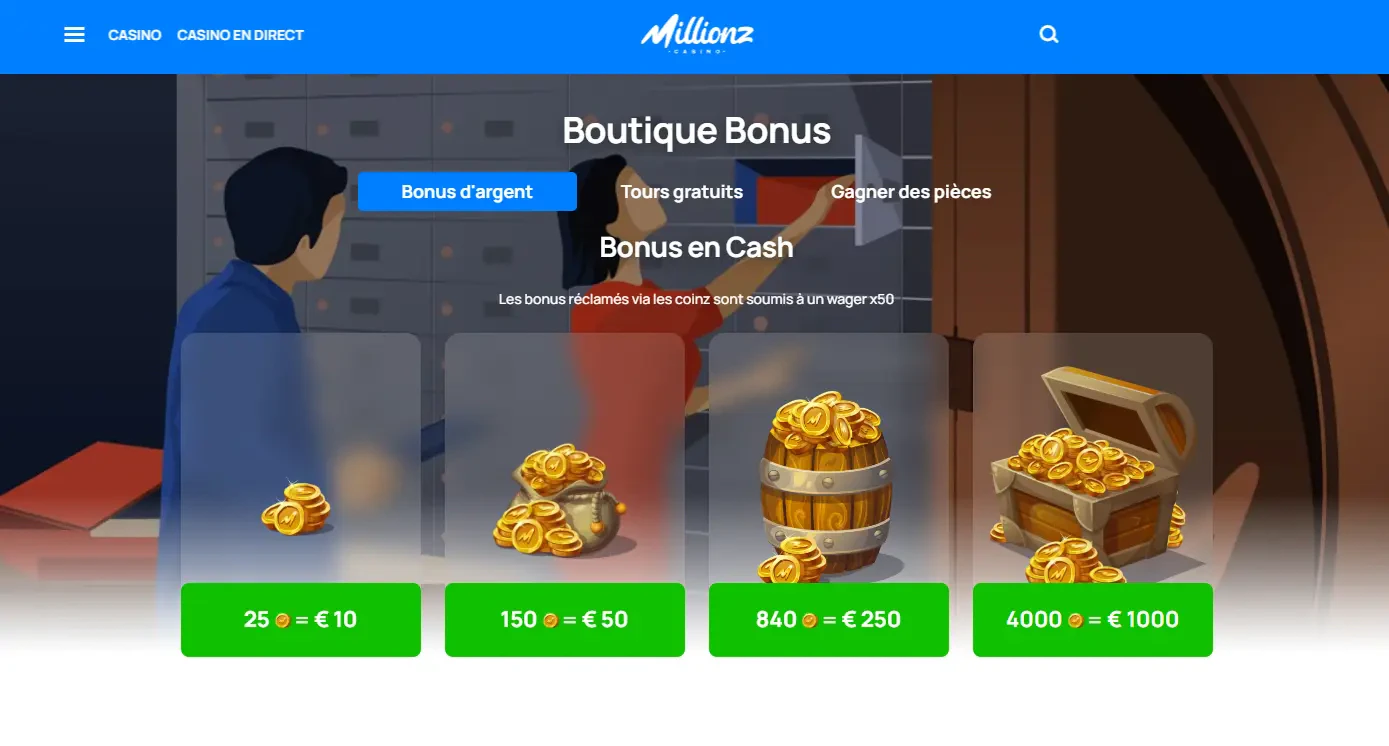 Millionz bons sans dépôt