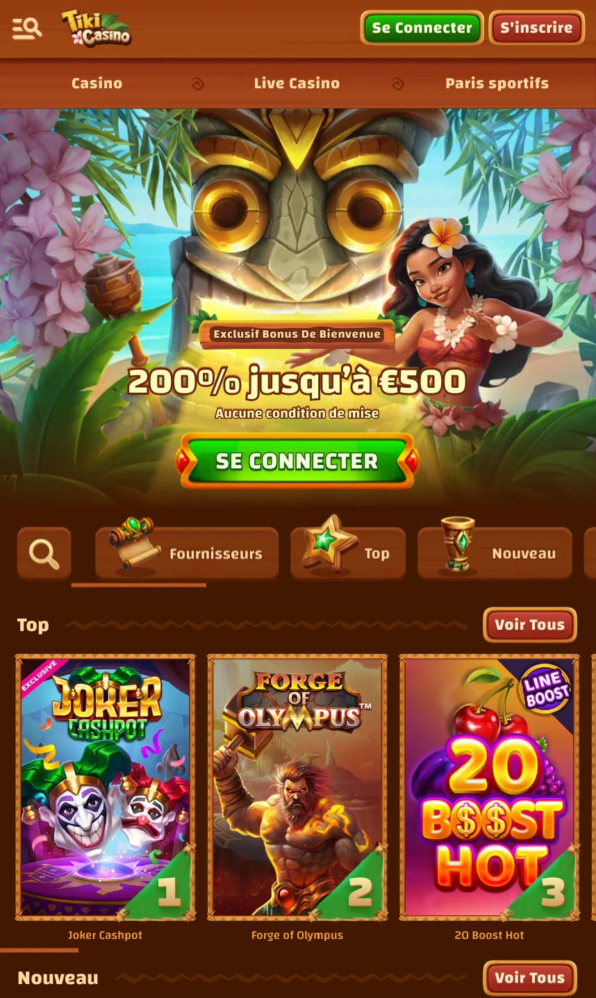tiki casino sur mobile