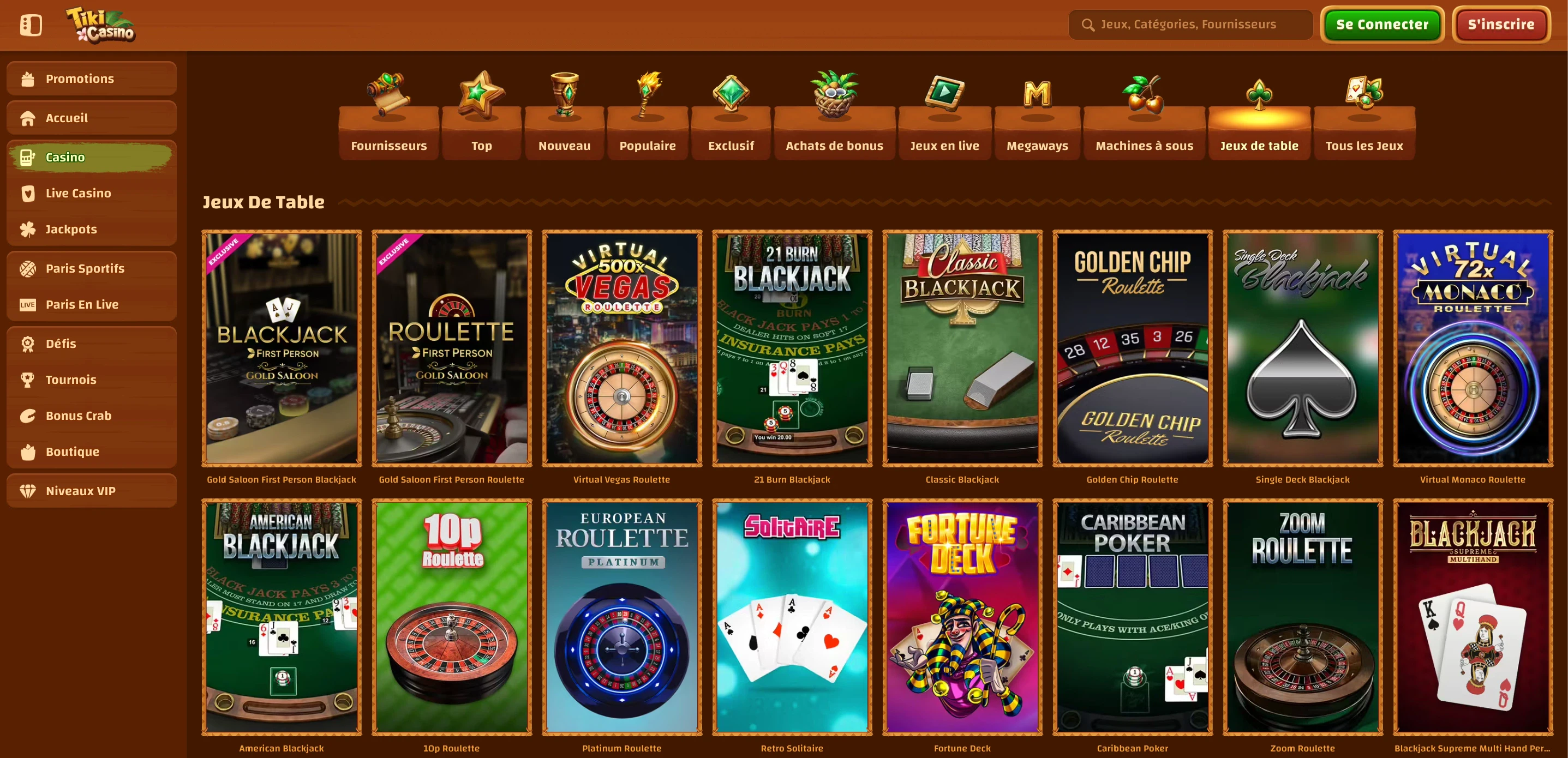 jeux de table tiki casino