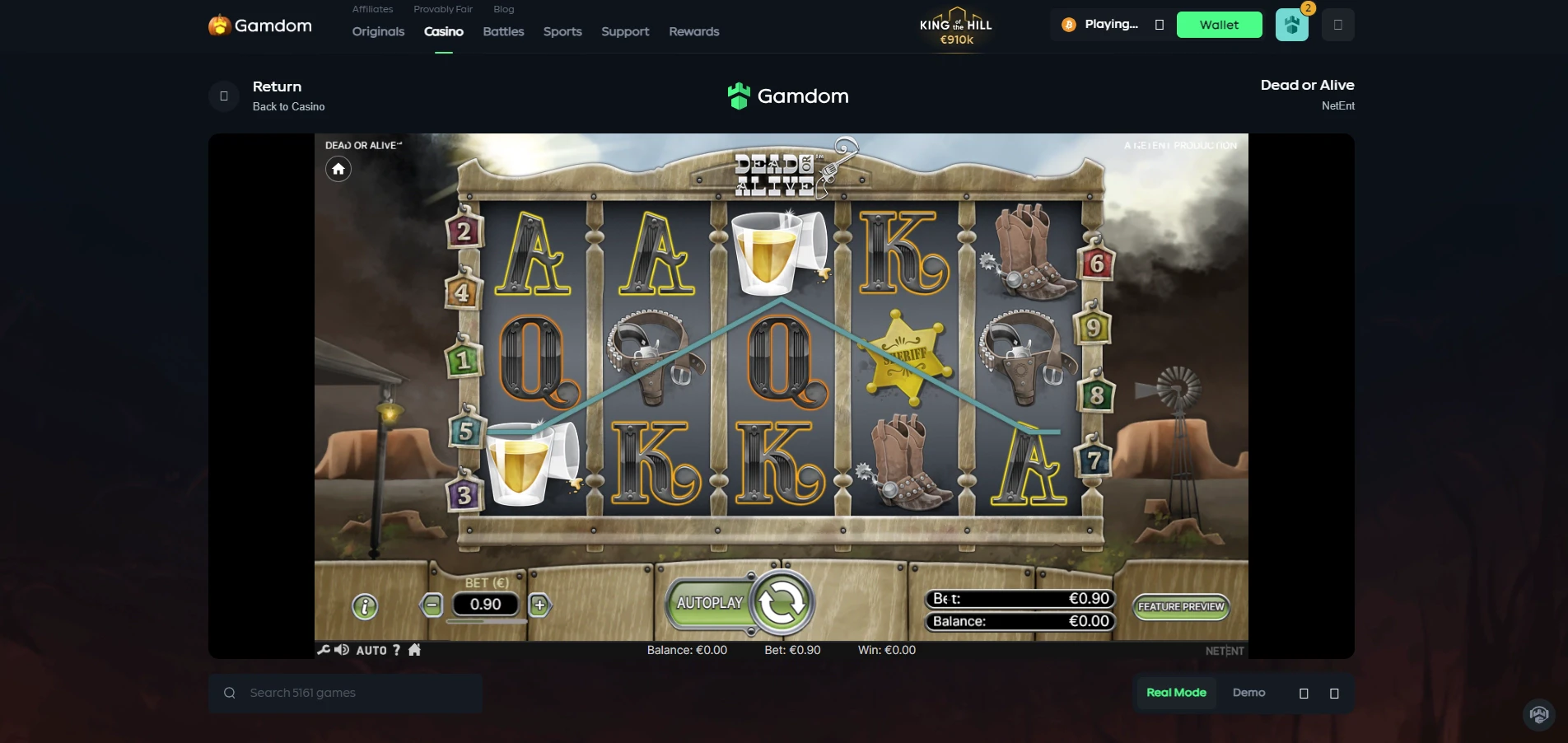 Gamdom Casino Dead or Alive Slot