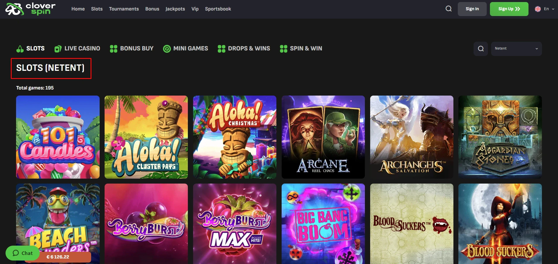 Cloverspin NetEnt Games
