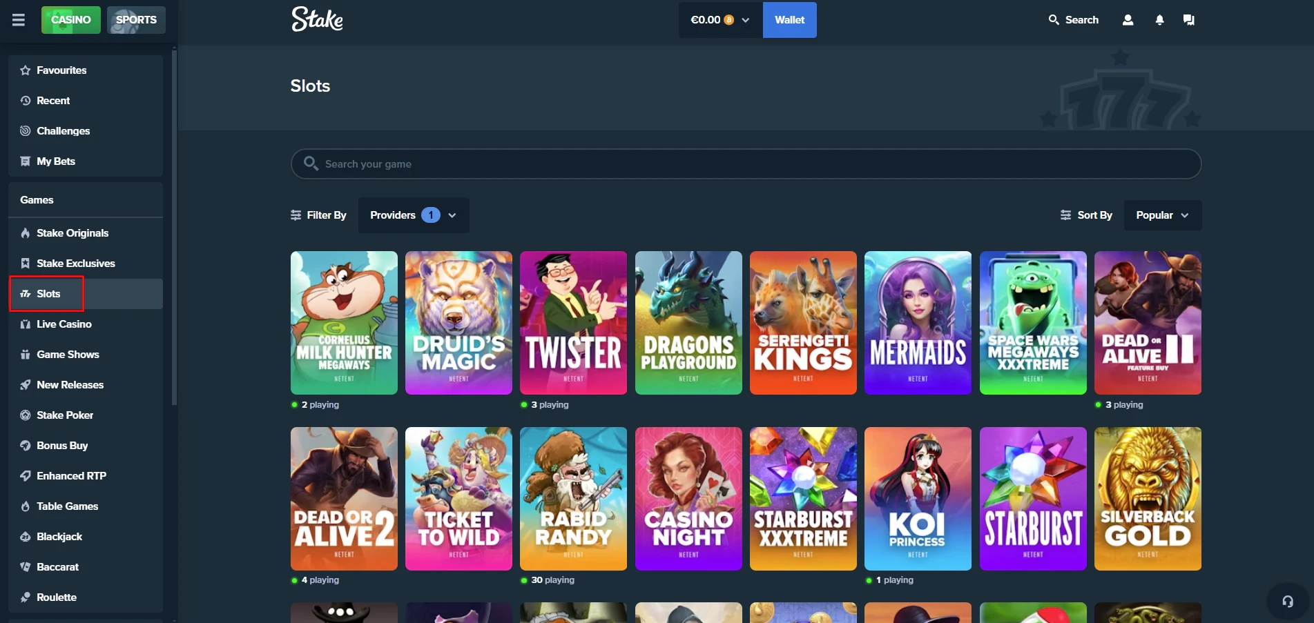 Stake Casino NetEnt Slots