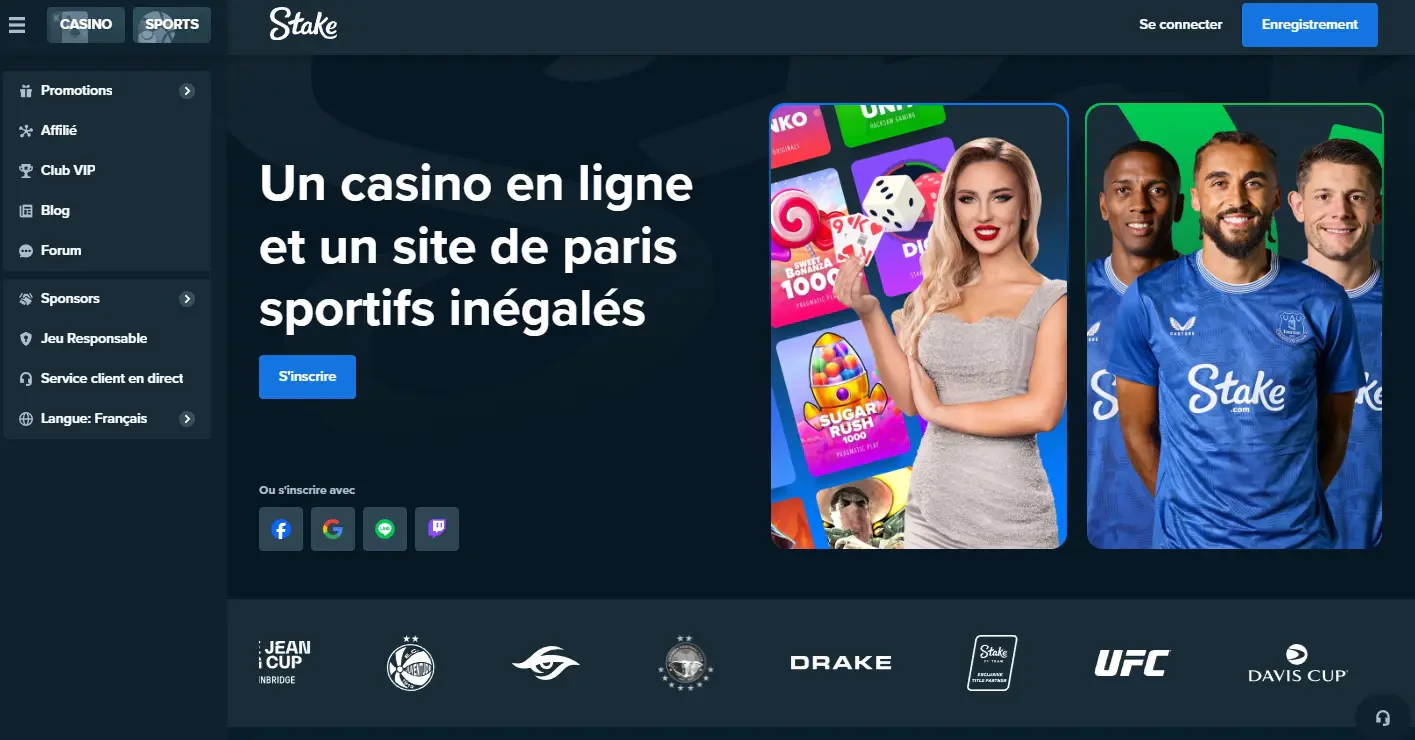 Page d'accueil Stake