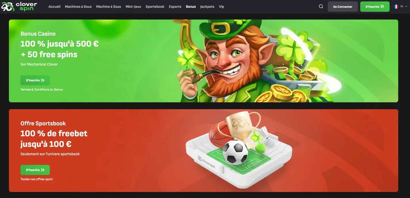 Bonus et promotions Cloverspin