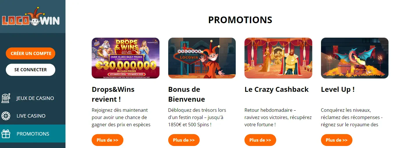 Bonus et promotions Locowin