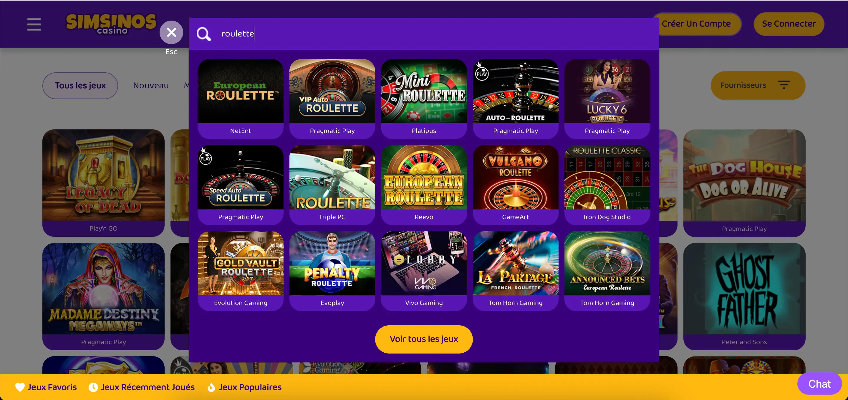 Simsinos roulette