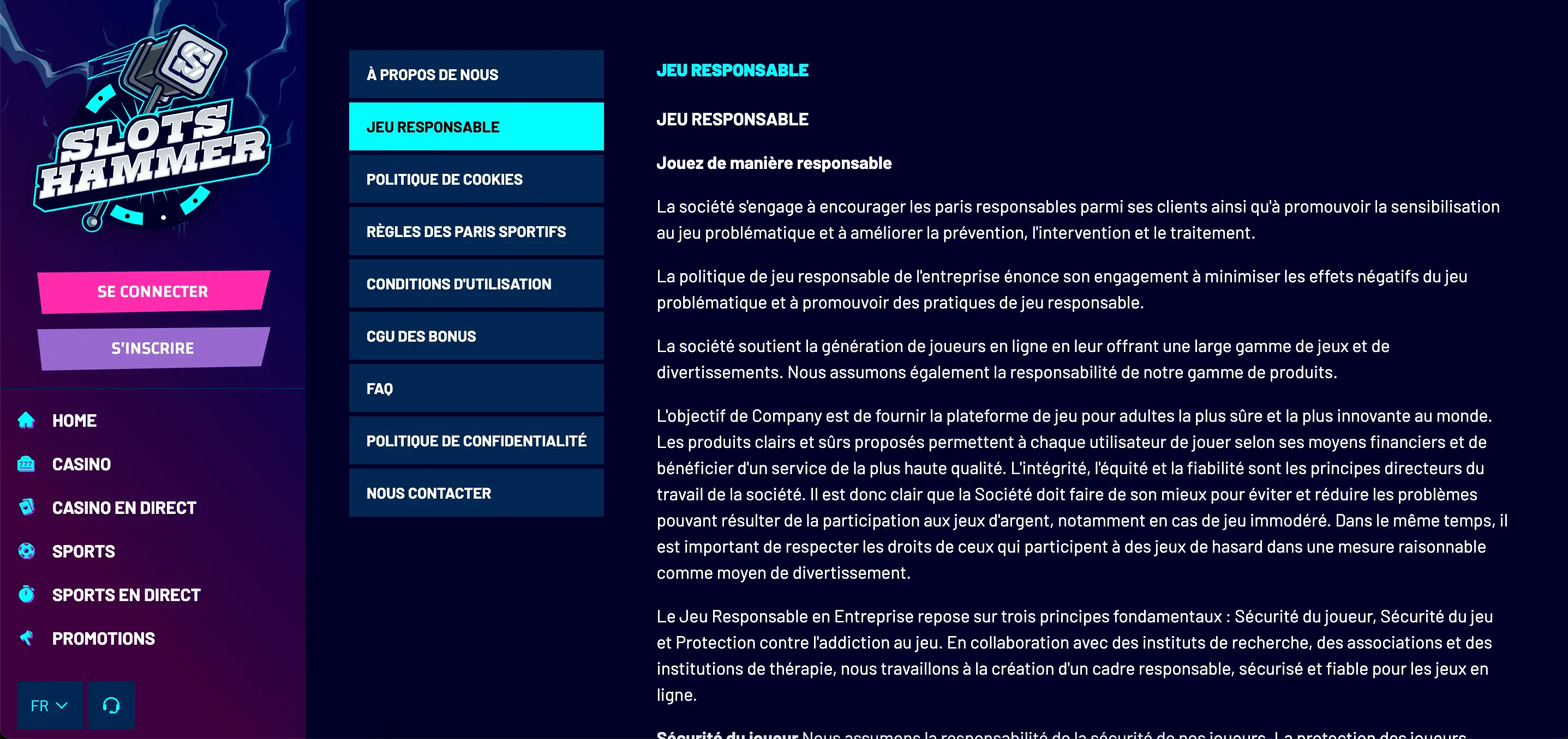 slotshammer jeu responsable