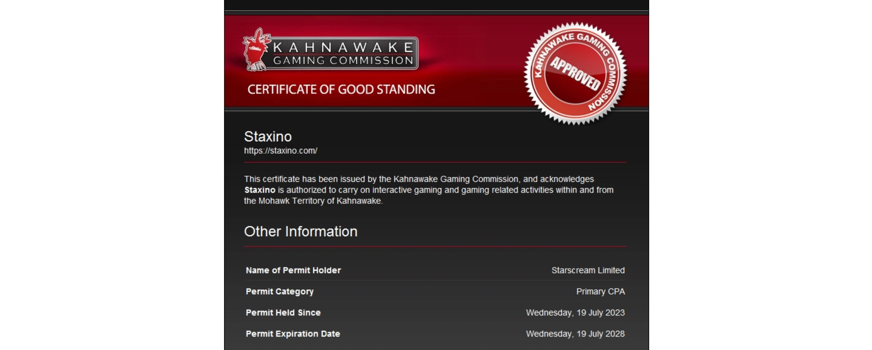 licence staxino