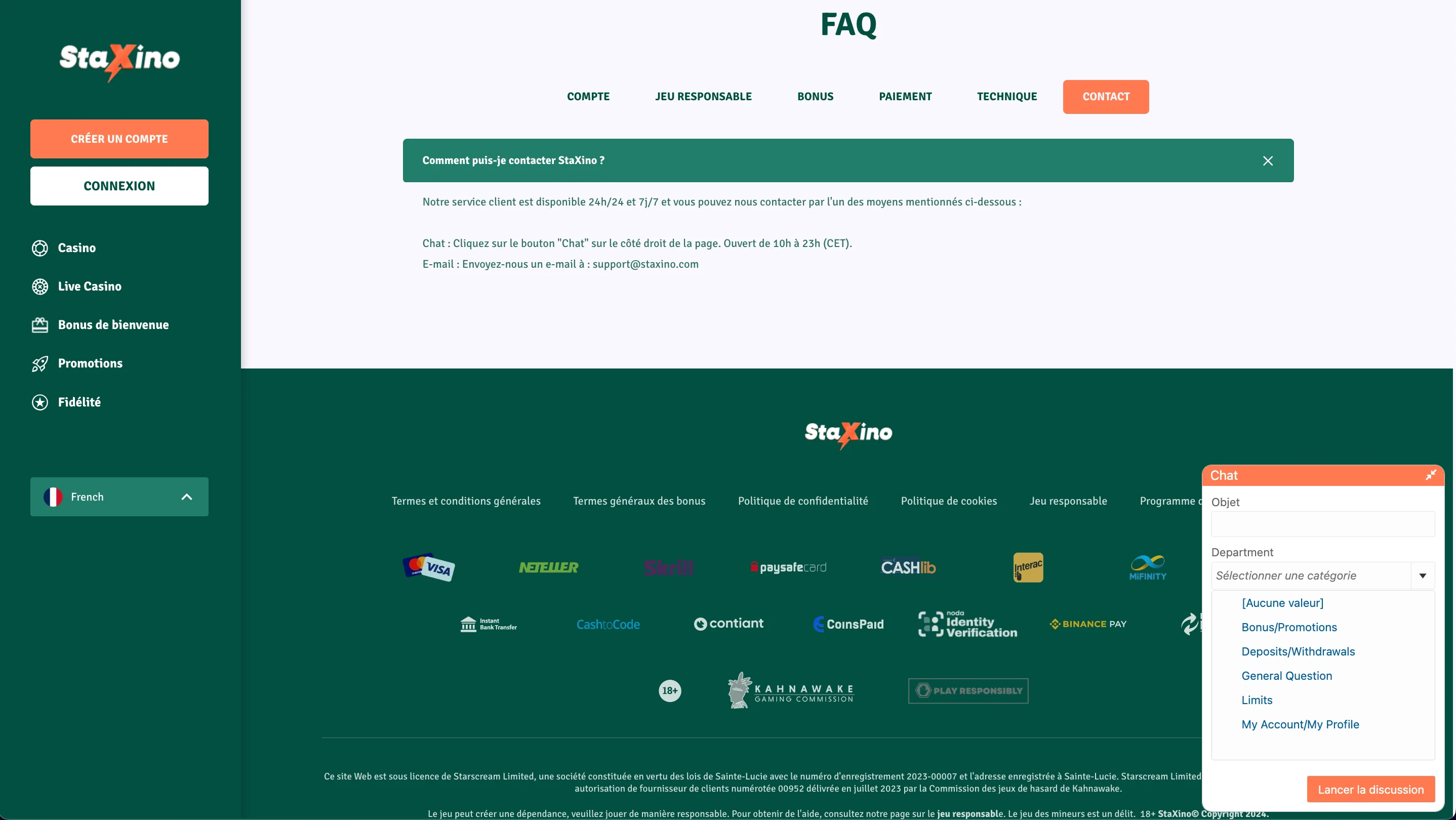 service client staxino